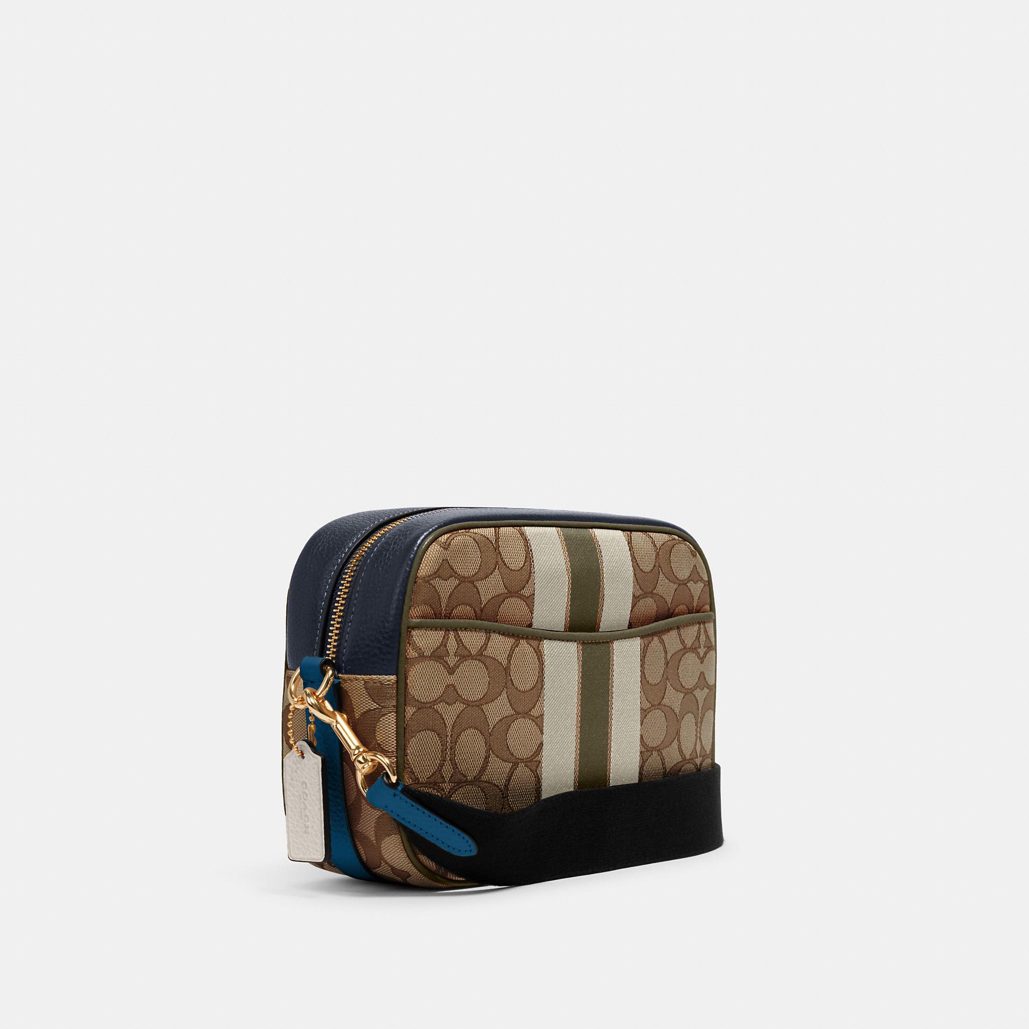 Coach, Bags, Coach Mini Dempsey Denim Camera Bag In Signature Jacquard  With Coach Patch