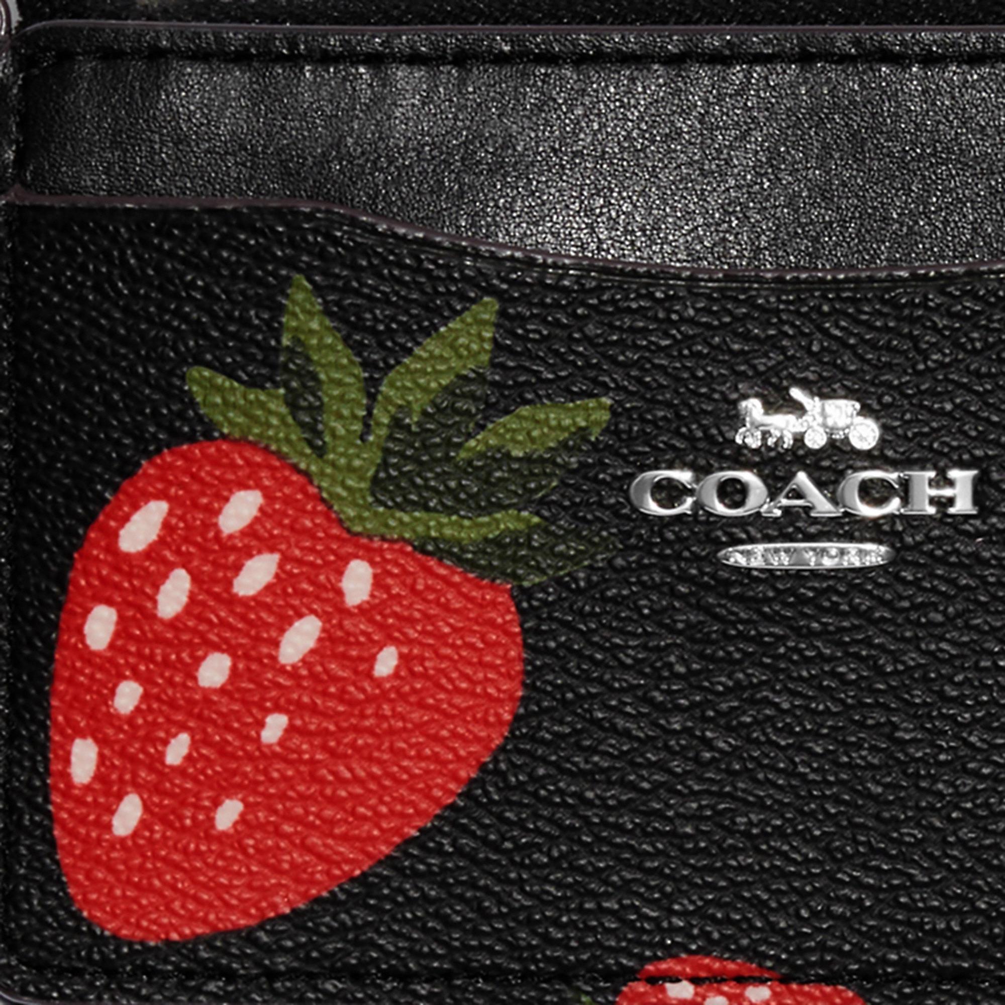 Coach Outlet Multifunction Card Case With Wild Strawberry Print in