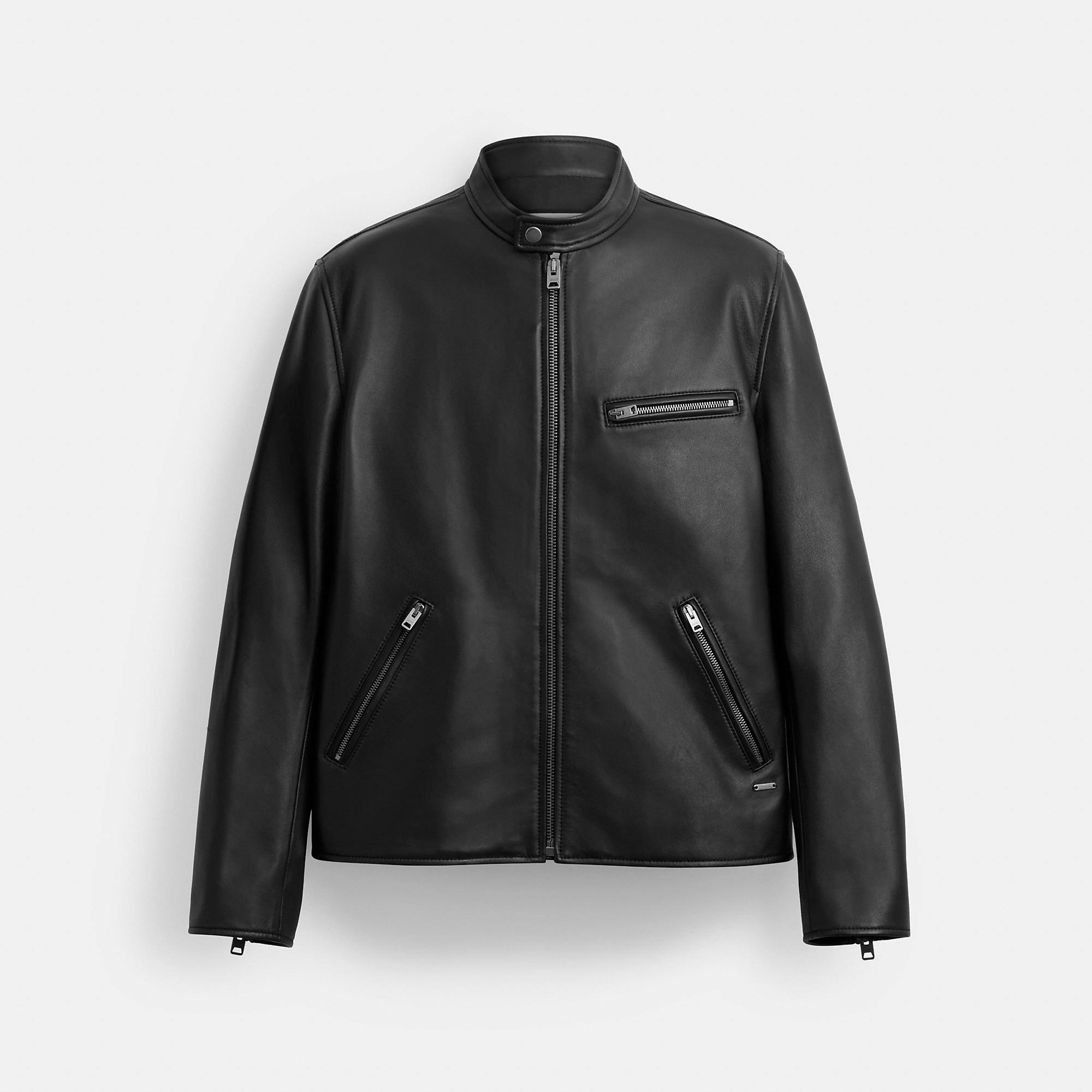 COACH ライダースジャケット COACH Leather Racer Jacket in Black for Men | Lyst