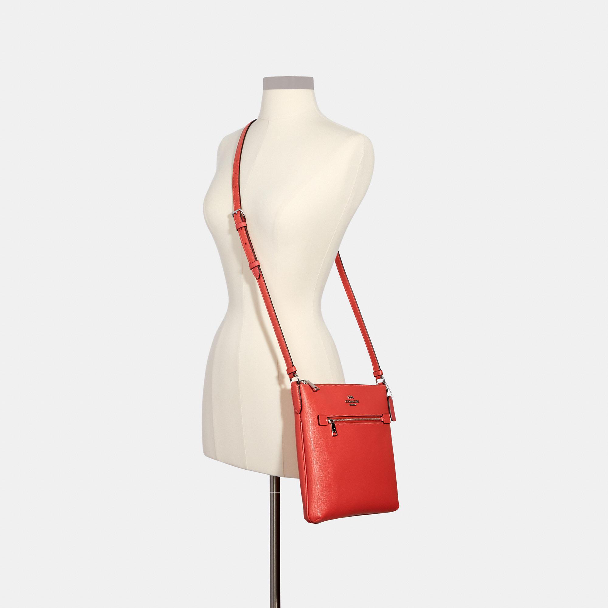 COACH Leather Rowan File Bag in sv/Tangerine (Red) | Lyst