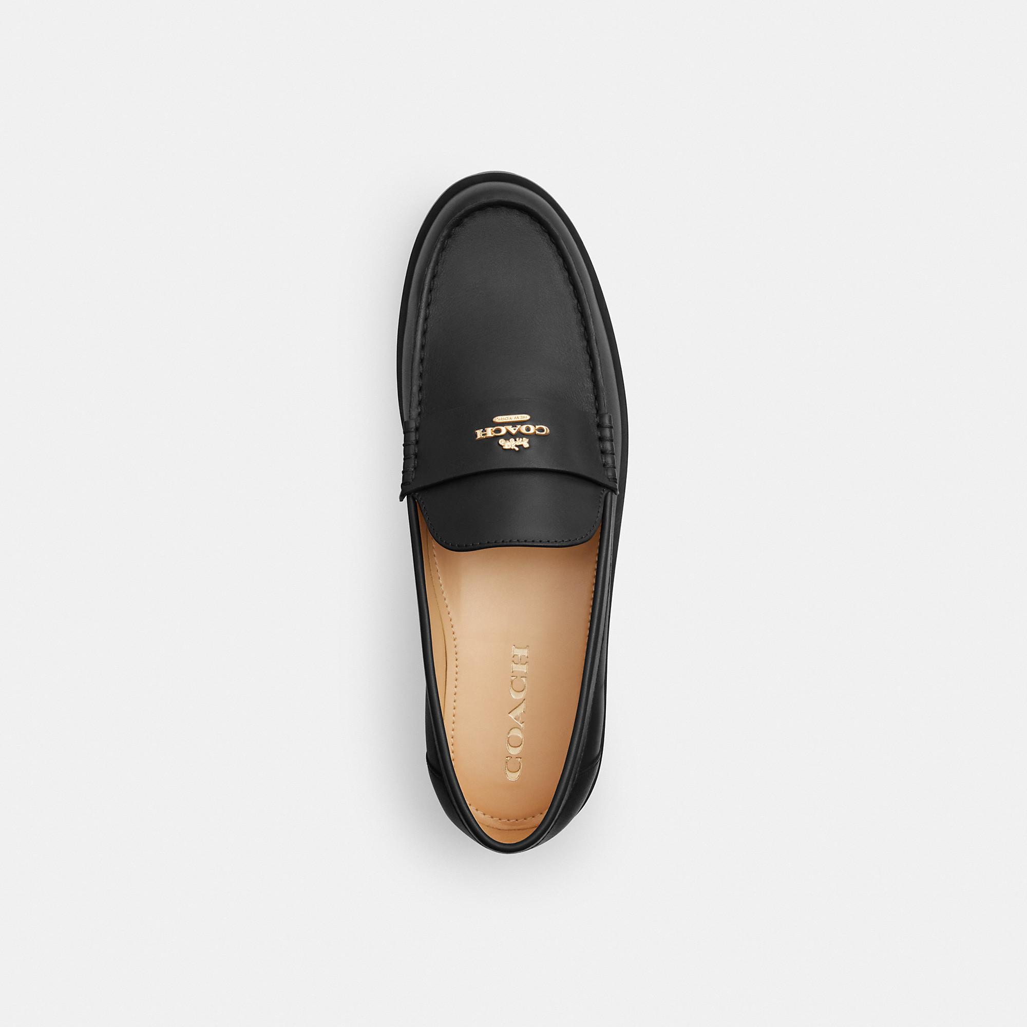COACH Leather Slip-On Loafers in Black | Lyst