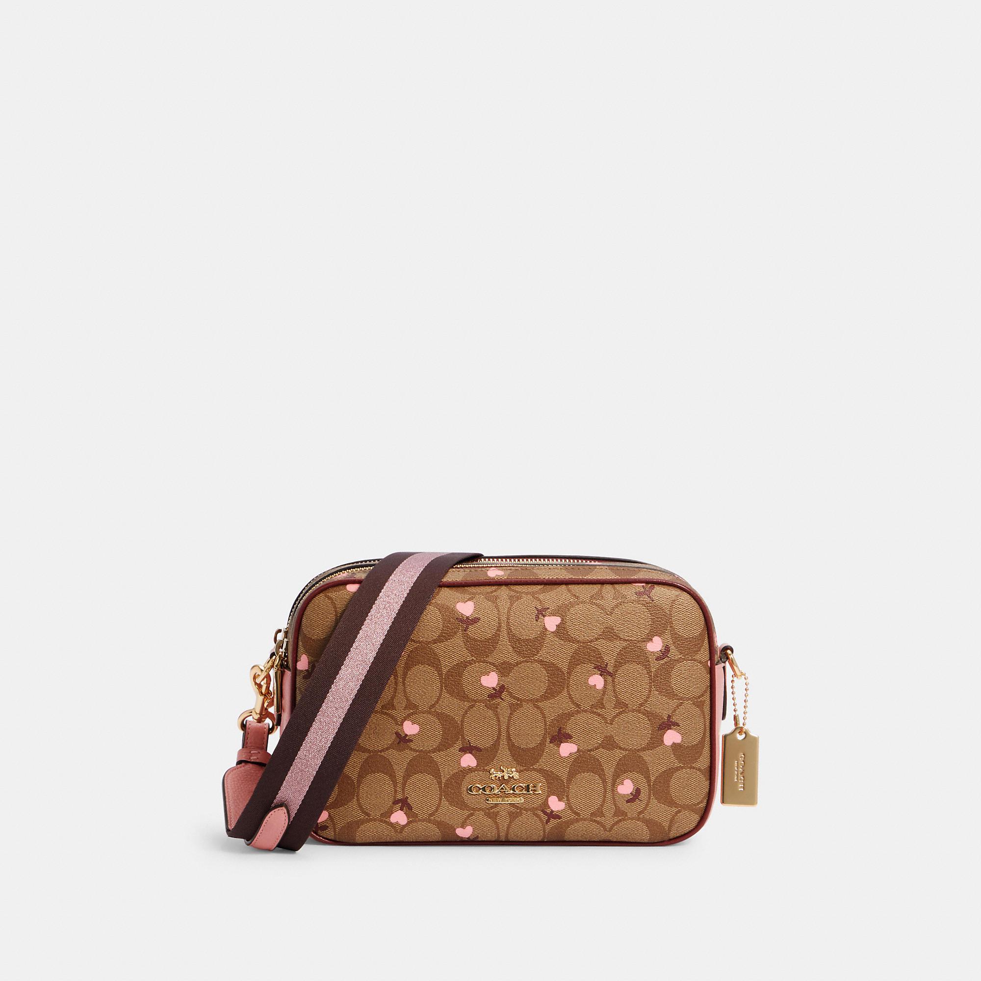 Coach Jes Crossbody In Signature Canvas With Heart Petal Print Gold/Brown  Multi
