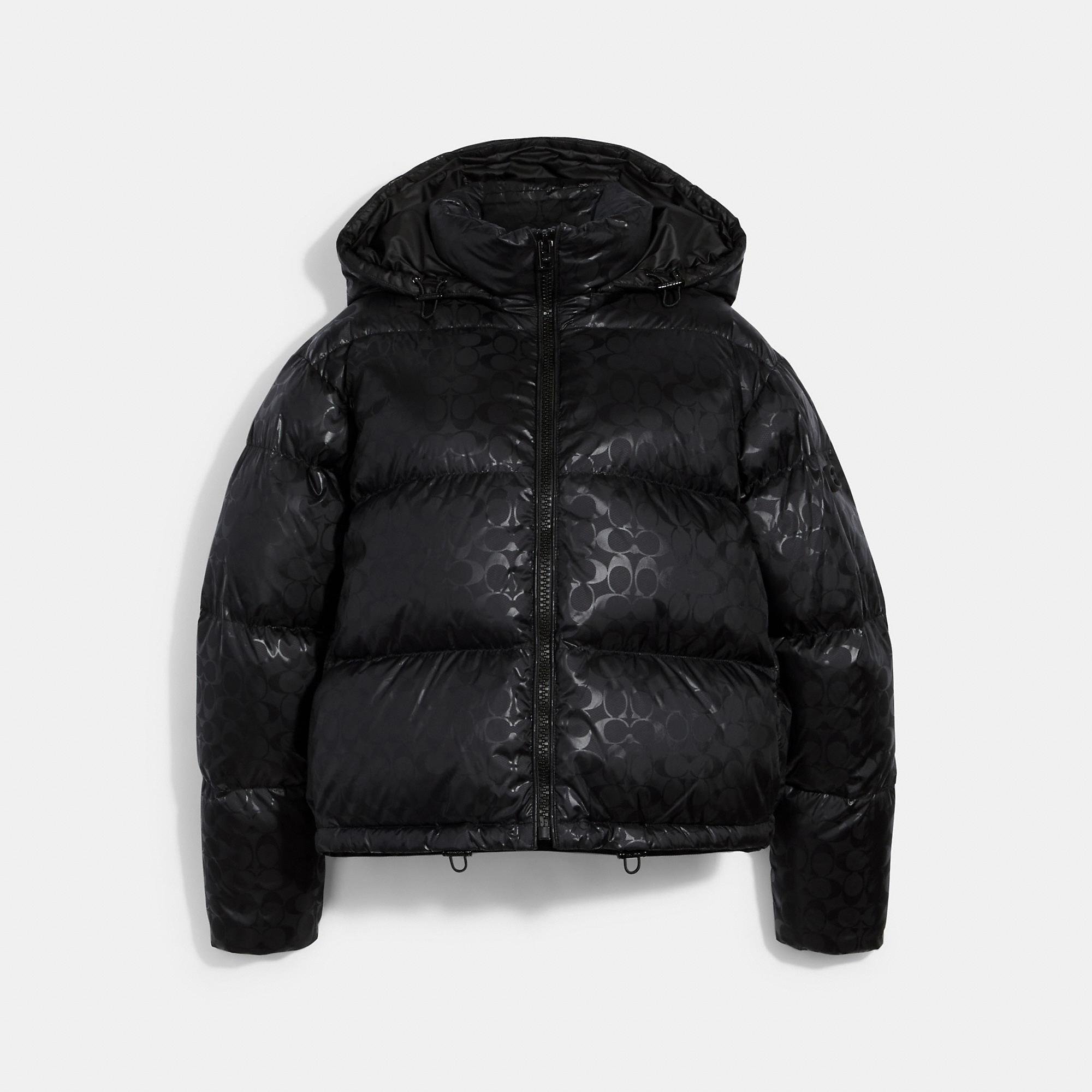 COACH Synthetic Signature Short Puffer in Black - Lyst