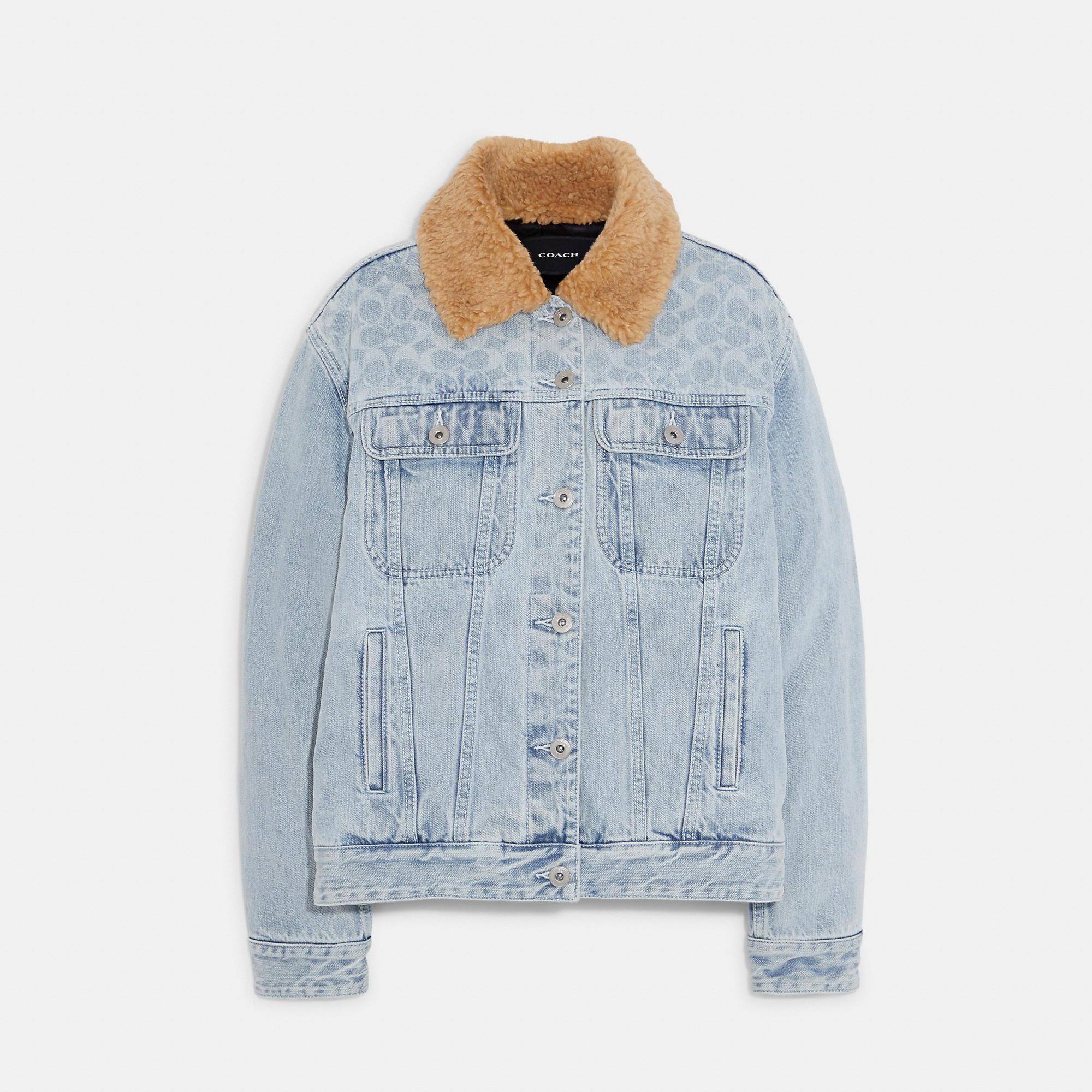 Oogverblindend Leerling Parel Coach Outlet Signature Sherpa Jacket in Blue | Lyst