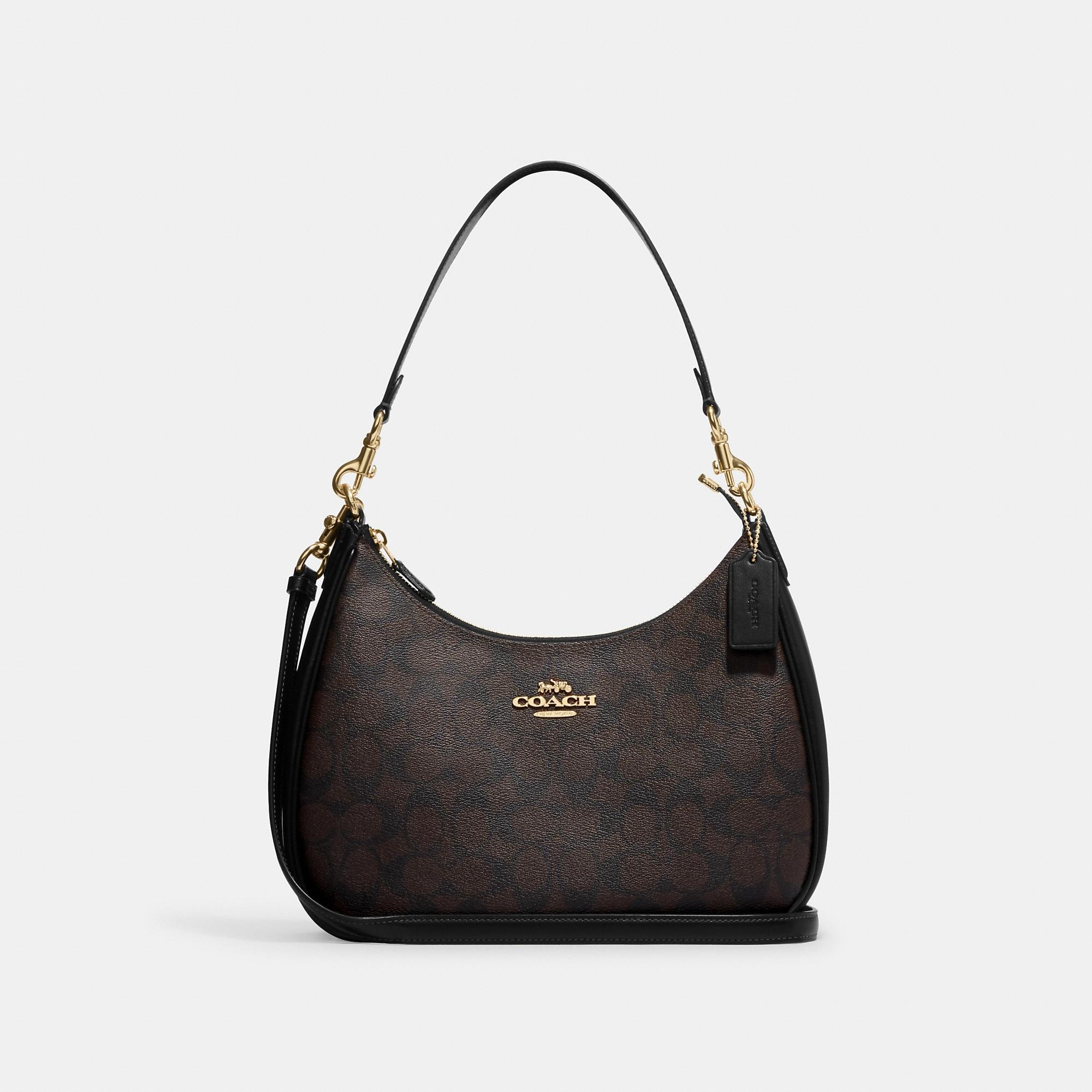 Coach Outlet Teri Hobo In Signature Canvas in Black | Lyst