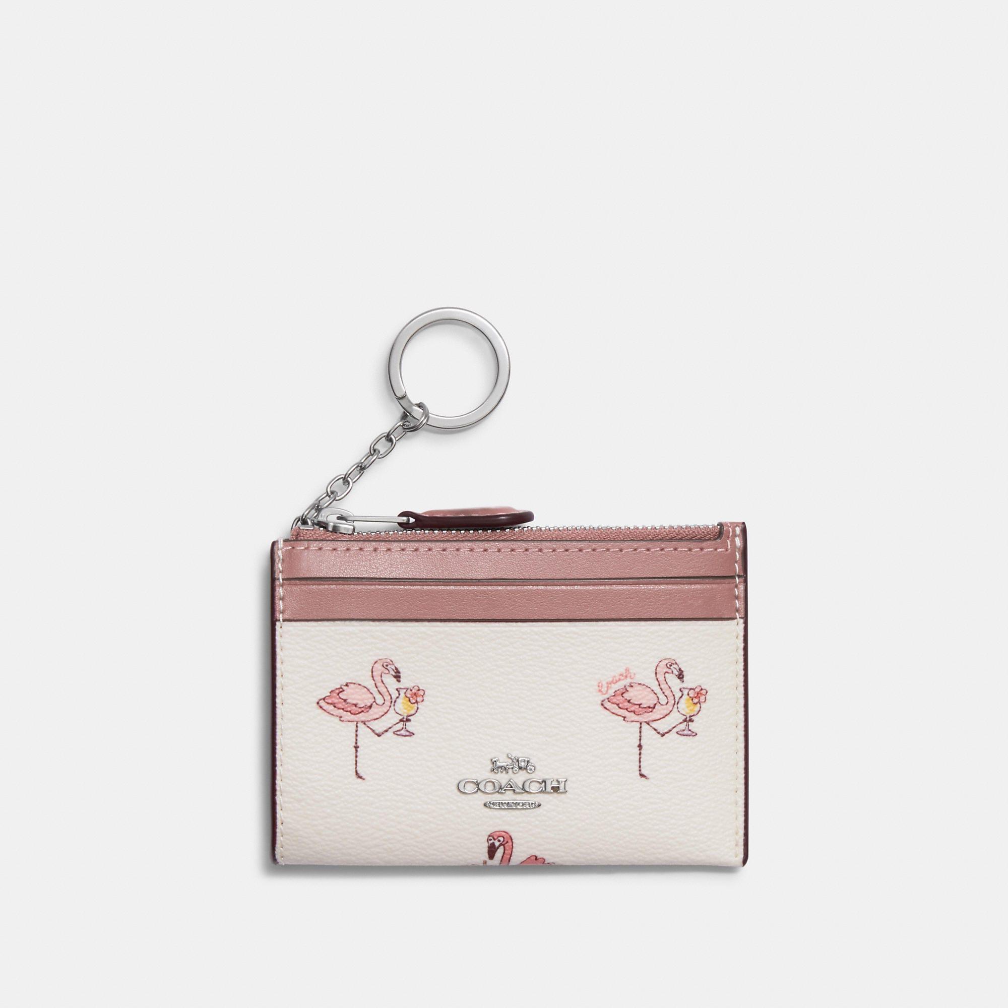 Coach Outlet Mini Skinny Id Case With Flamingo Print in White