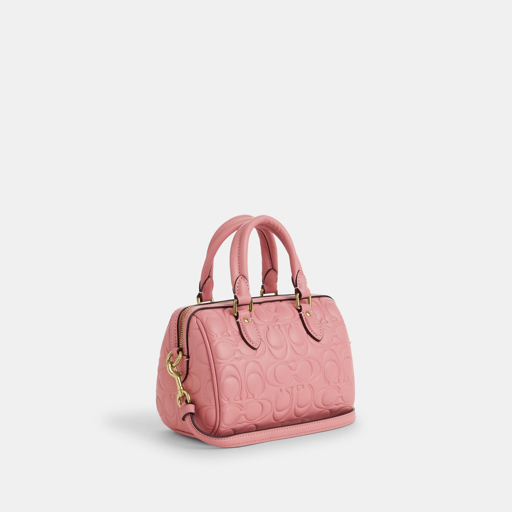 COACH Mini Rowan Crossbody With Signature in Pink | Lyst