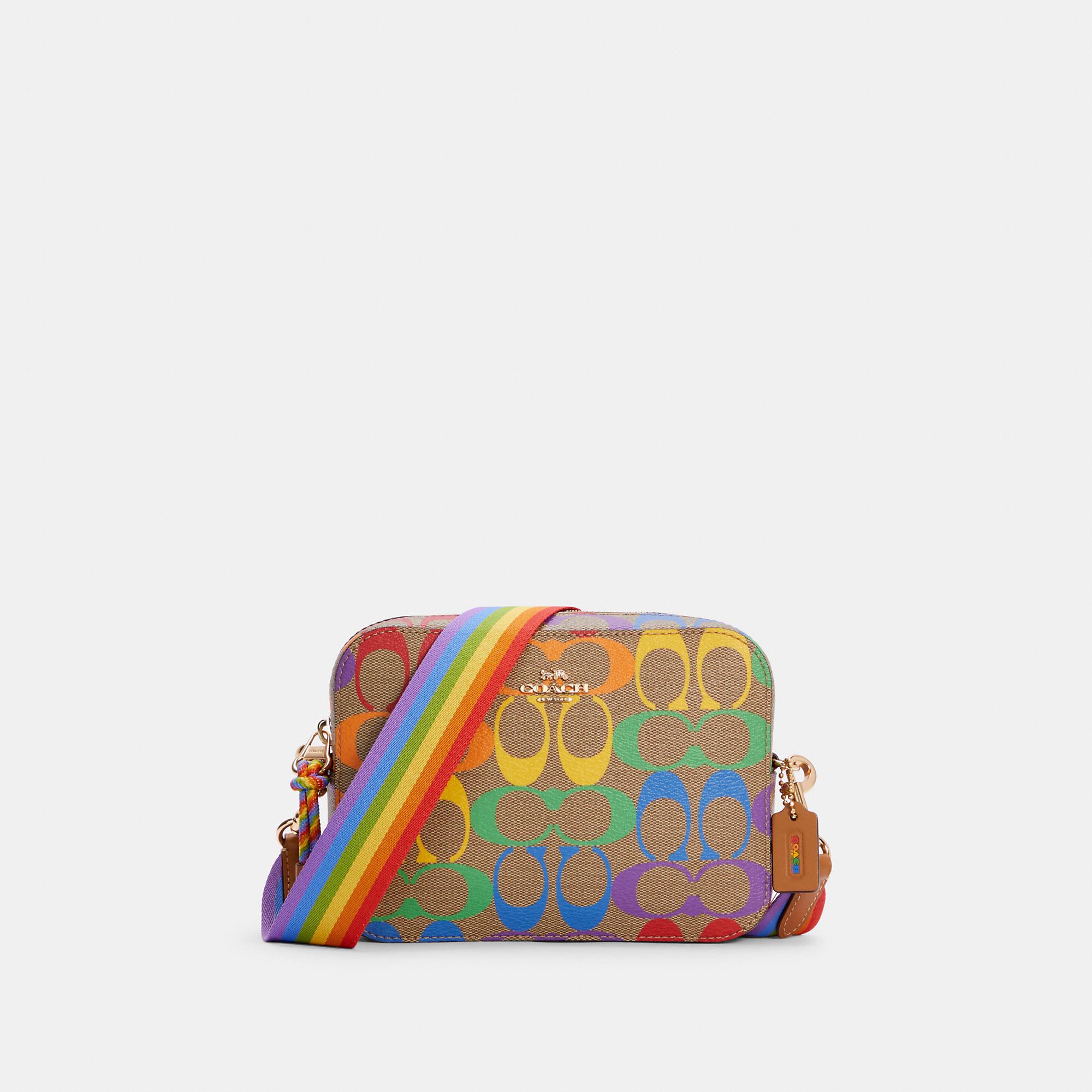 COACH Mini Camera Bag In Rainbow Signature Canvas | Lyst