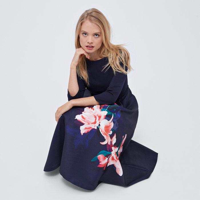 coast navy bodice full skirted dress