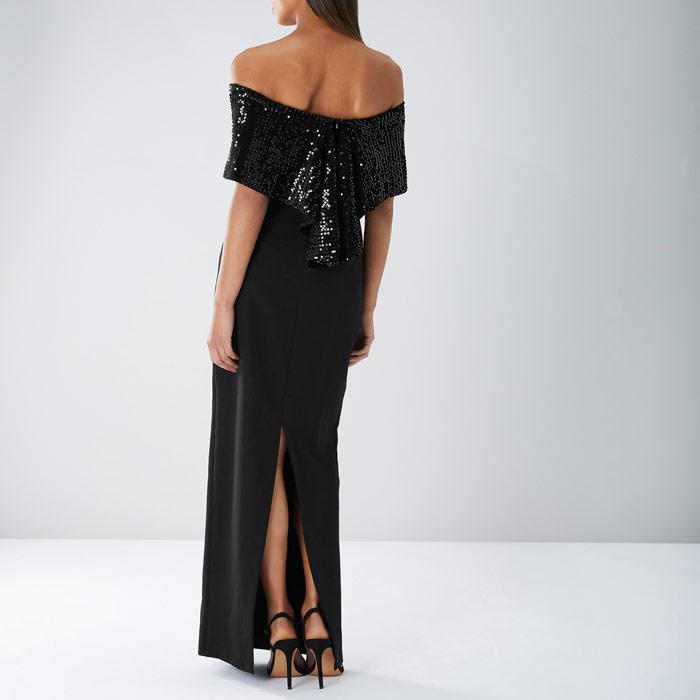 coast black suze bardot maxi dress