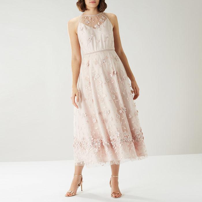 gracie embroidered midi dress