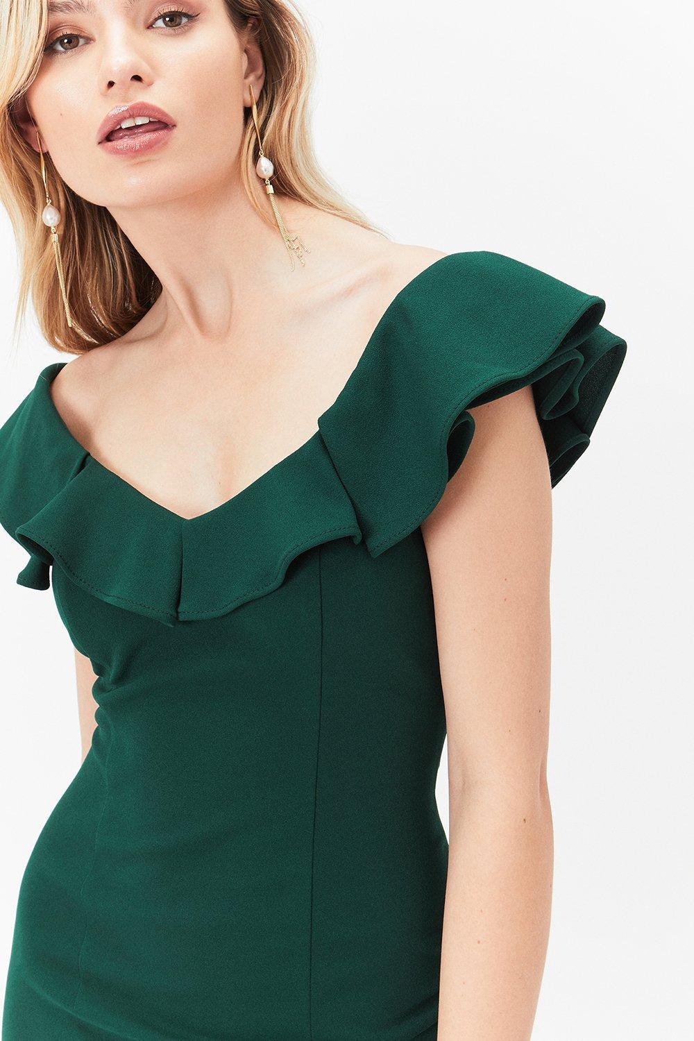 coast green ruffle dress