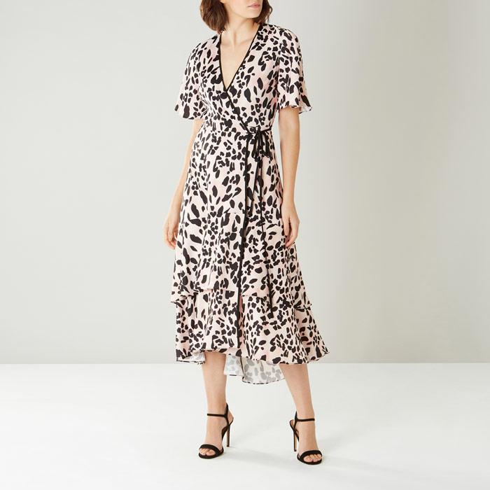 mila animal print wrap dress