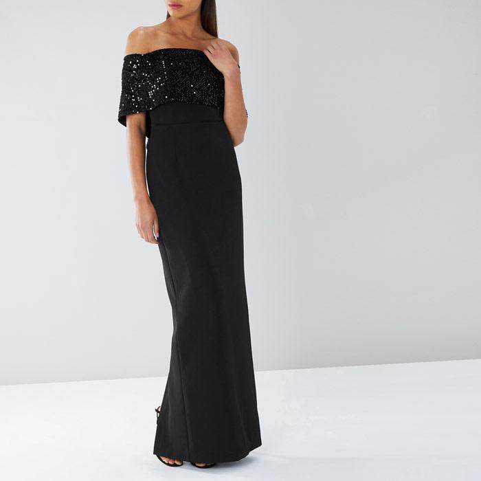coast black suze bardot maxi dress