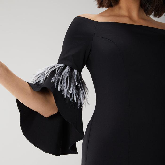 coast sadie feather trim dress