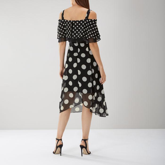 cheryl spot midi dress