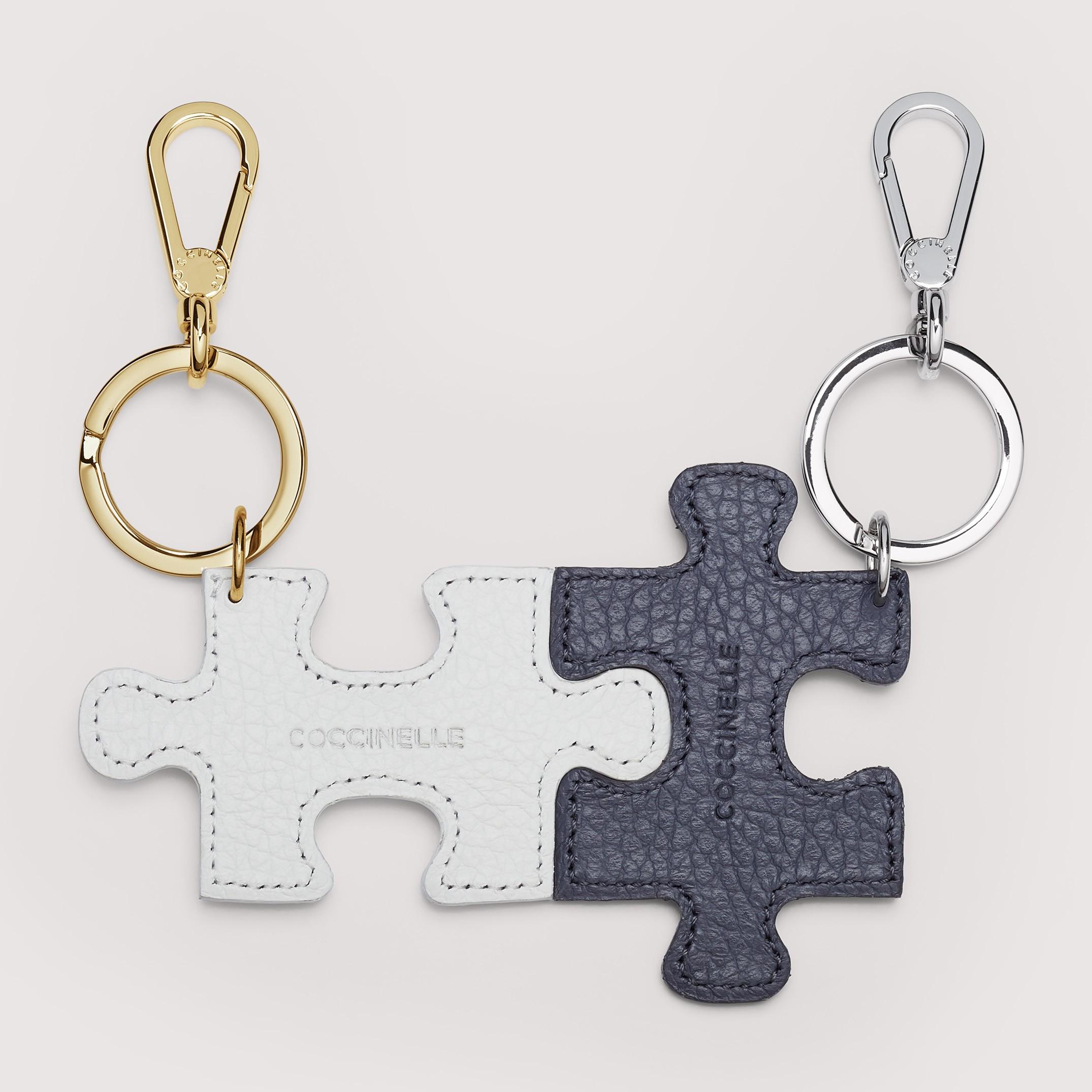 Coccinelle Leather And Metal Key Ring Puzzle in Blue | Lyst