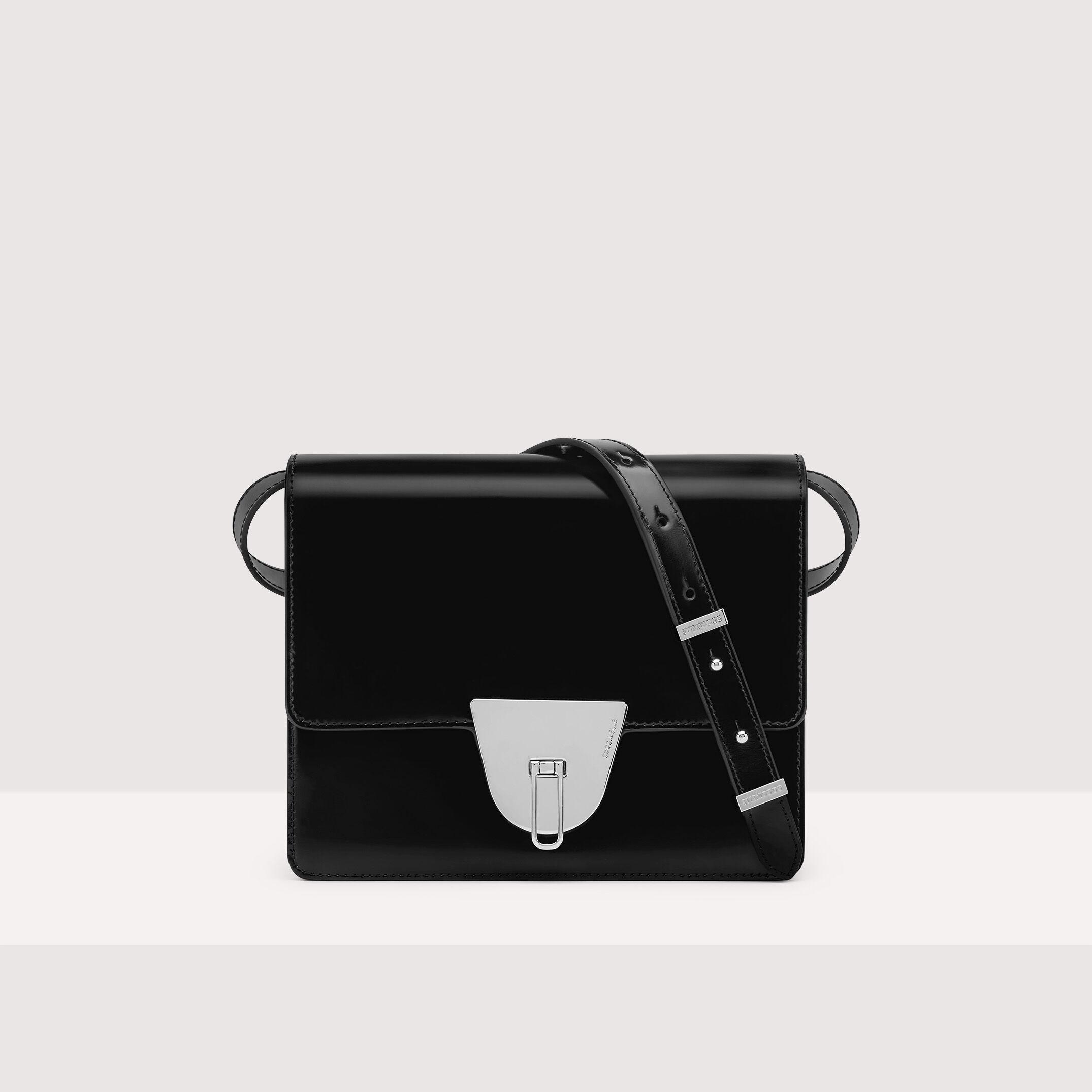 Coccinelle Nico Shiny Calf Shoulder Bags in Black | Lyst