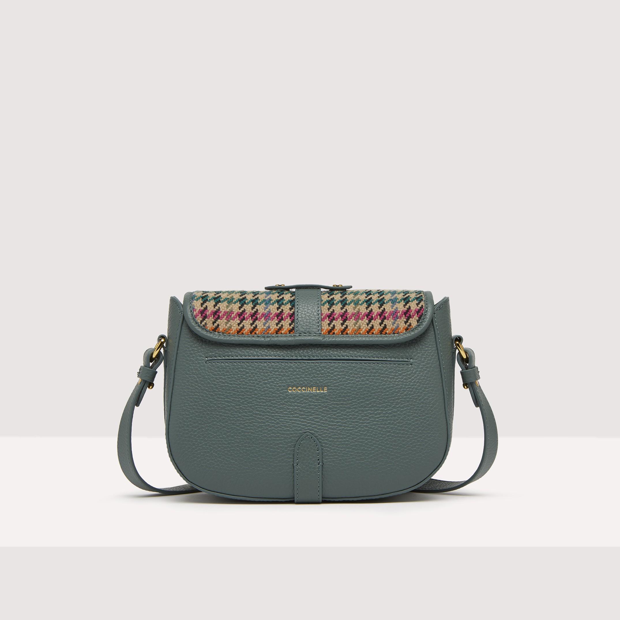 Coccinelle Houndstooth Fabric And Grained Leather Crossbody Bag Magalù Pied  De Poule Small in Green | Lyst
