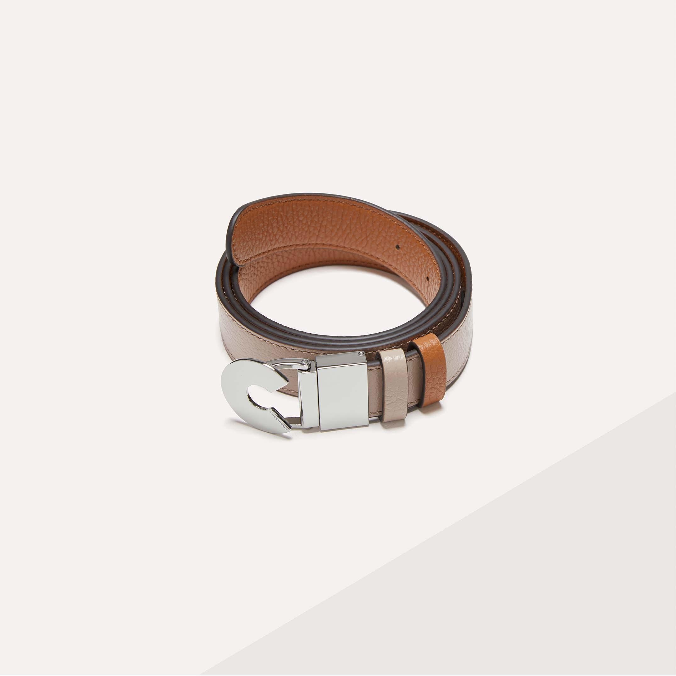 Coccinelle Shiny Goat-Embossed Leather Belt Logo C Reversible Shiny Goat in  Brown | Lyst