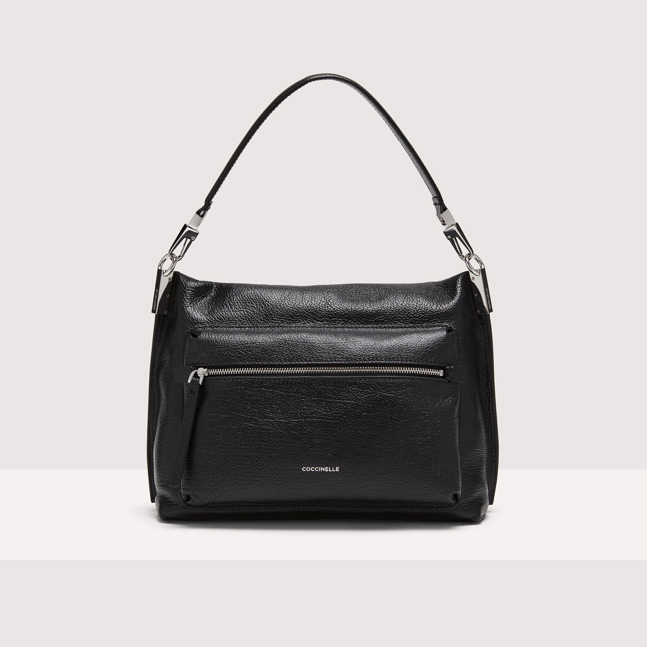 Coccinelle Shiny Goat-Embossed Leather Handbag Hyle Shiny Goat Medium in  Black | Lyst