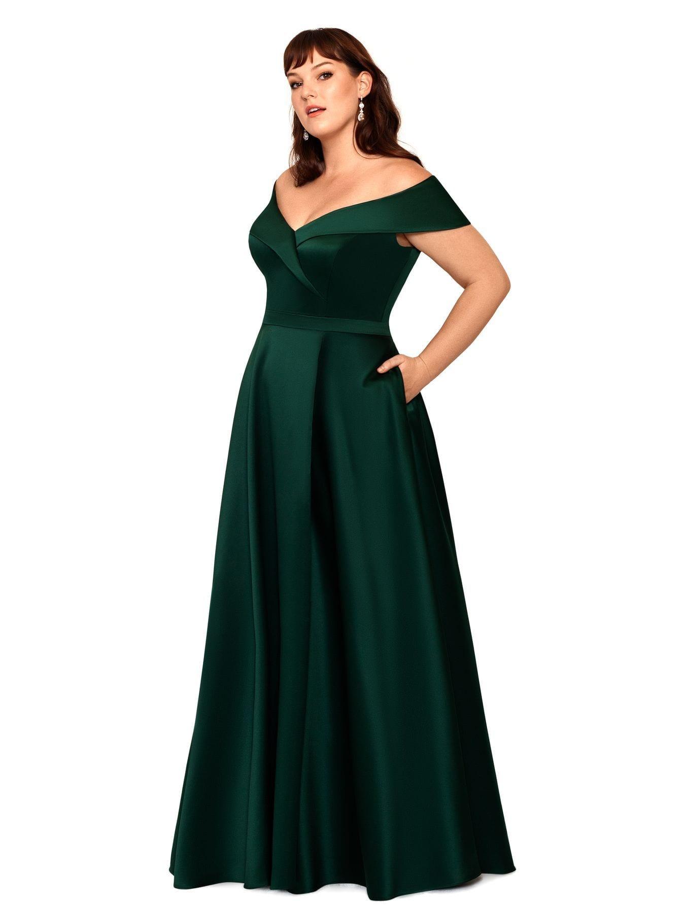 Xscape Off-the-shoulder Satin Dress in Green - Lyst
