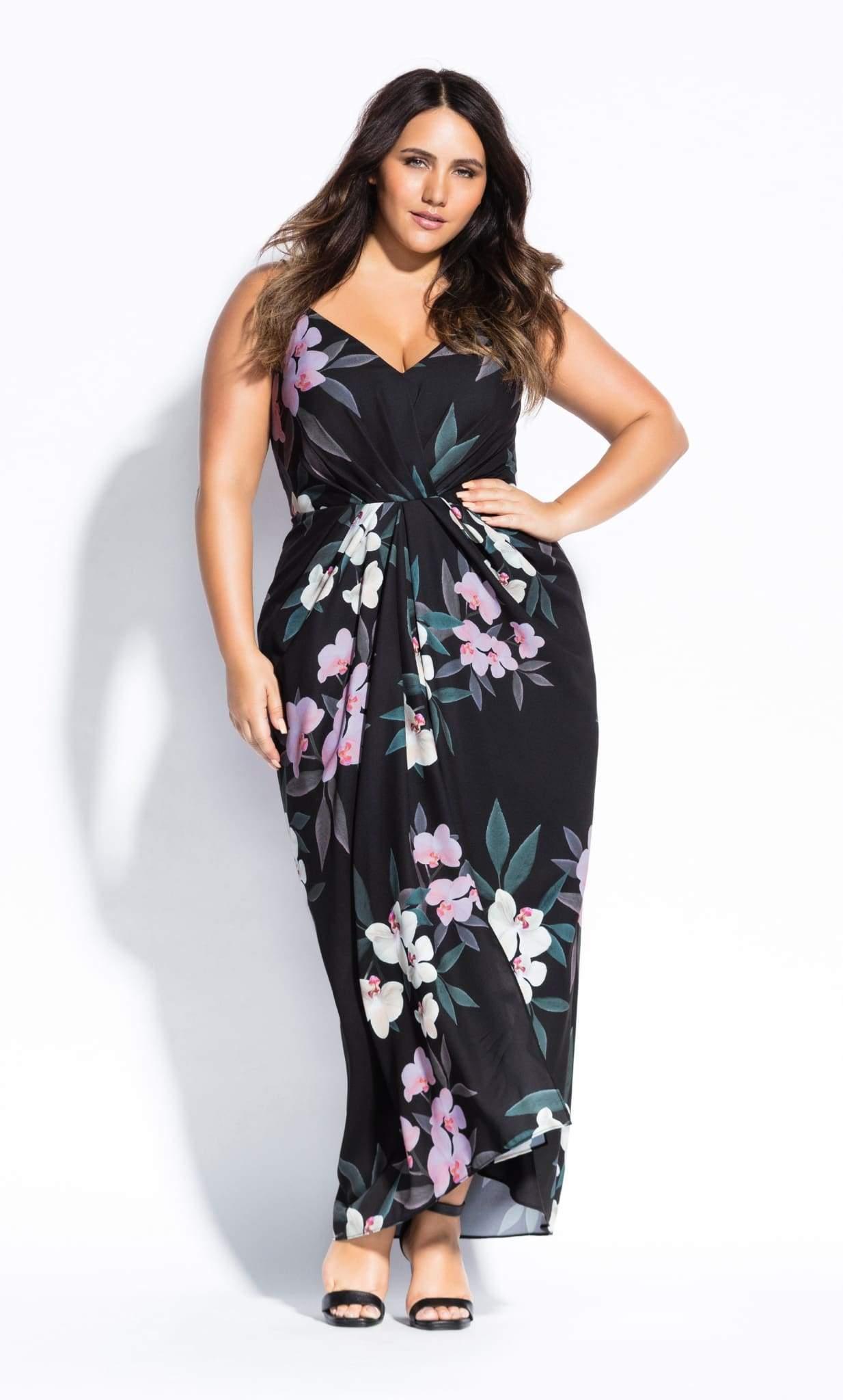 City Chic Synthetic Summer Orchid Maxi Dress - Lyst