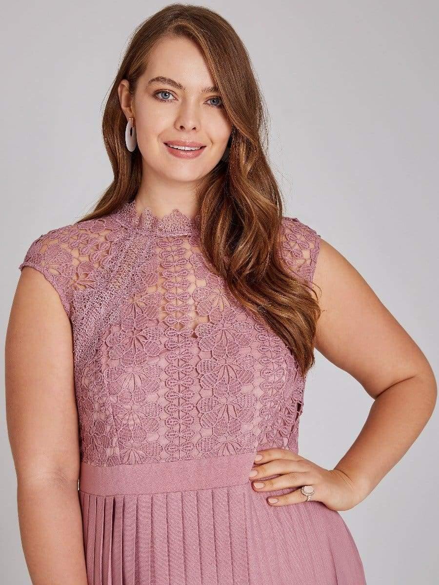 little mistress lace top midaxi dress with pleated skirt in blush