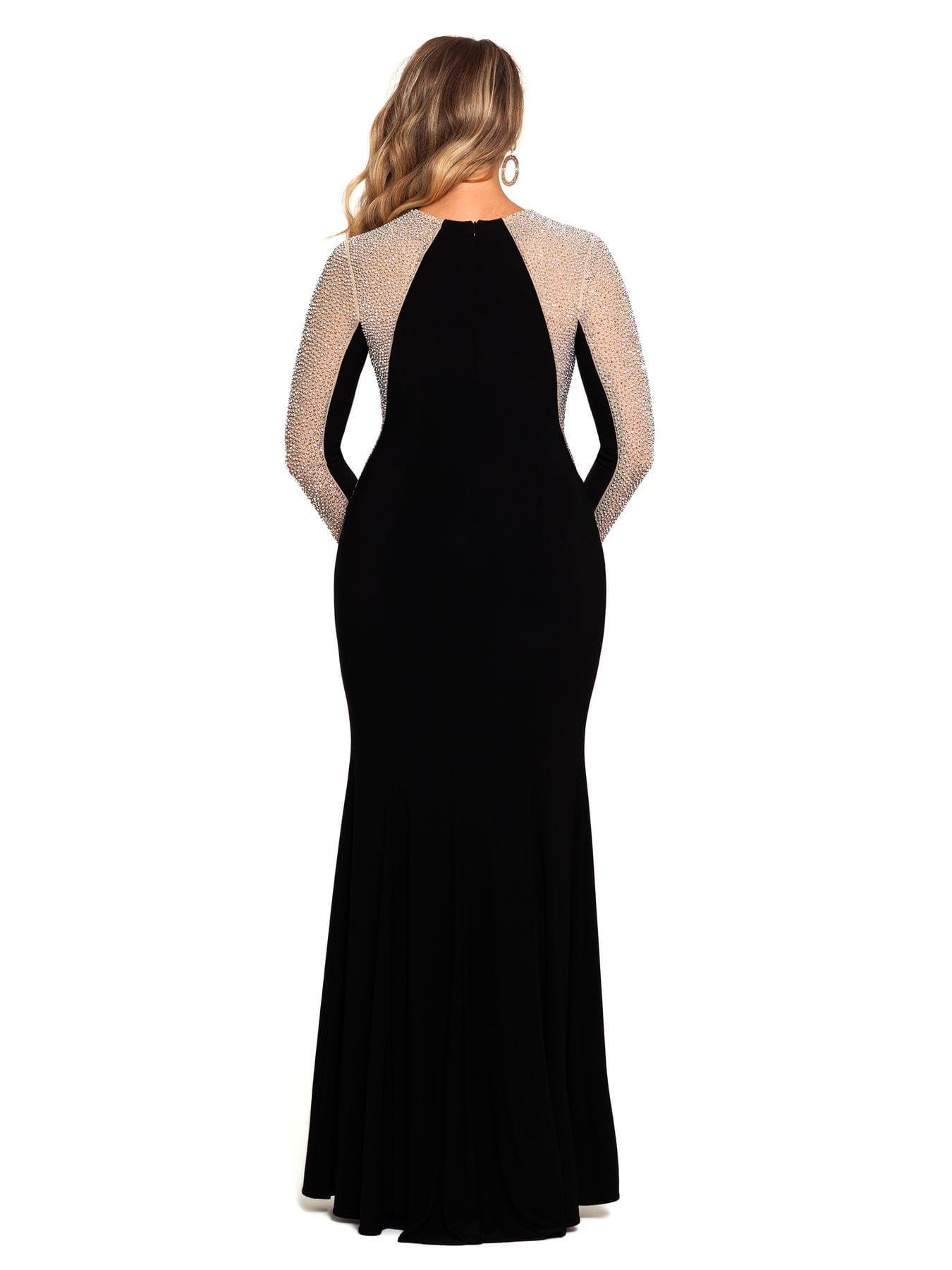 Xscape Caviar Beaded Sleeve Maxi Dress in Black/Nude (Black) - Lyst