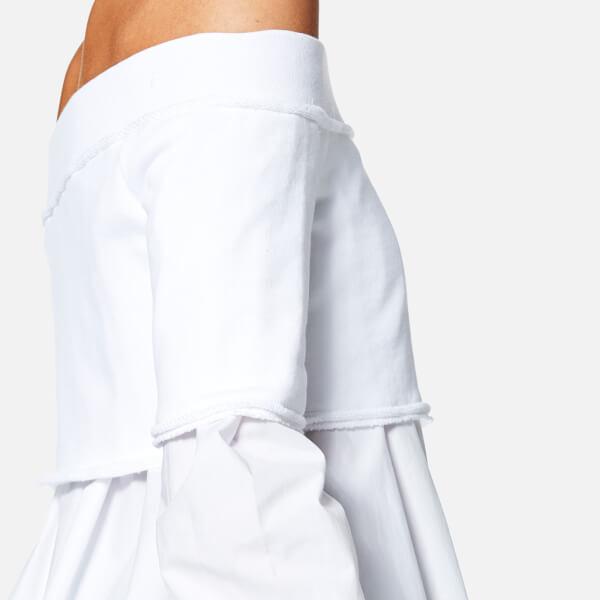 white off the shoulder button down