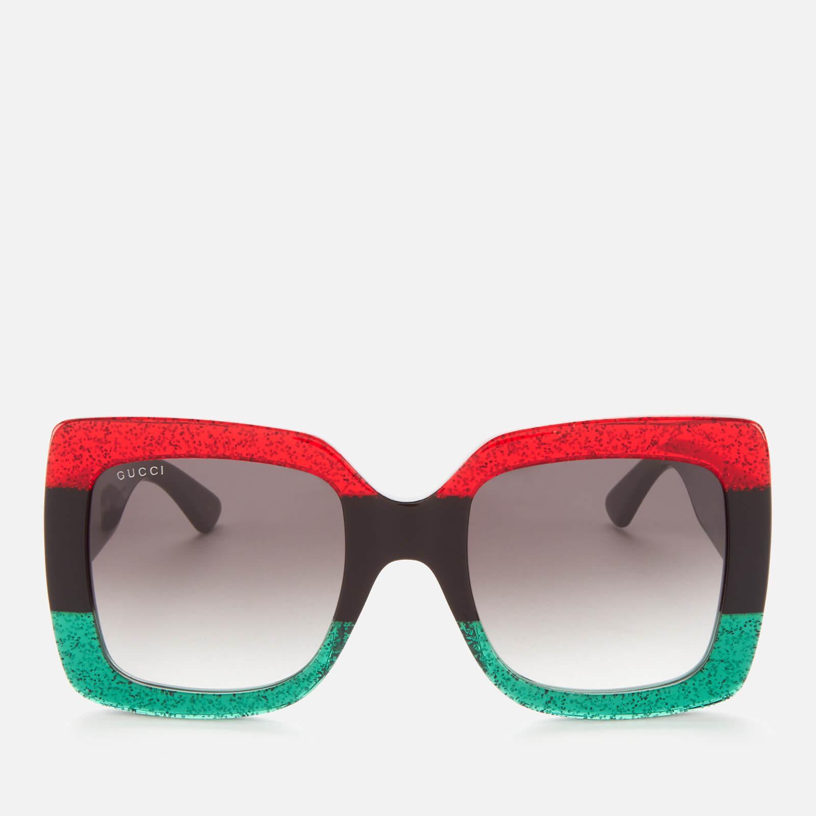 Gucci Glittered Gradient Square Sunglasses, Red/black/green Lyst