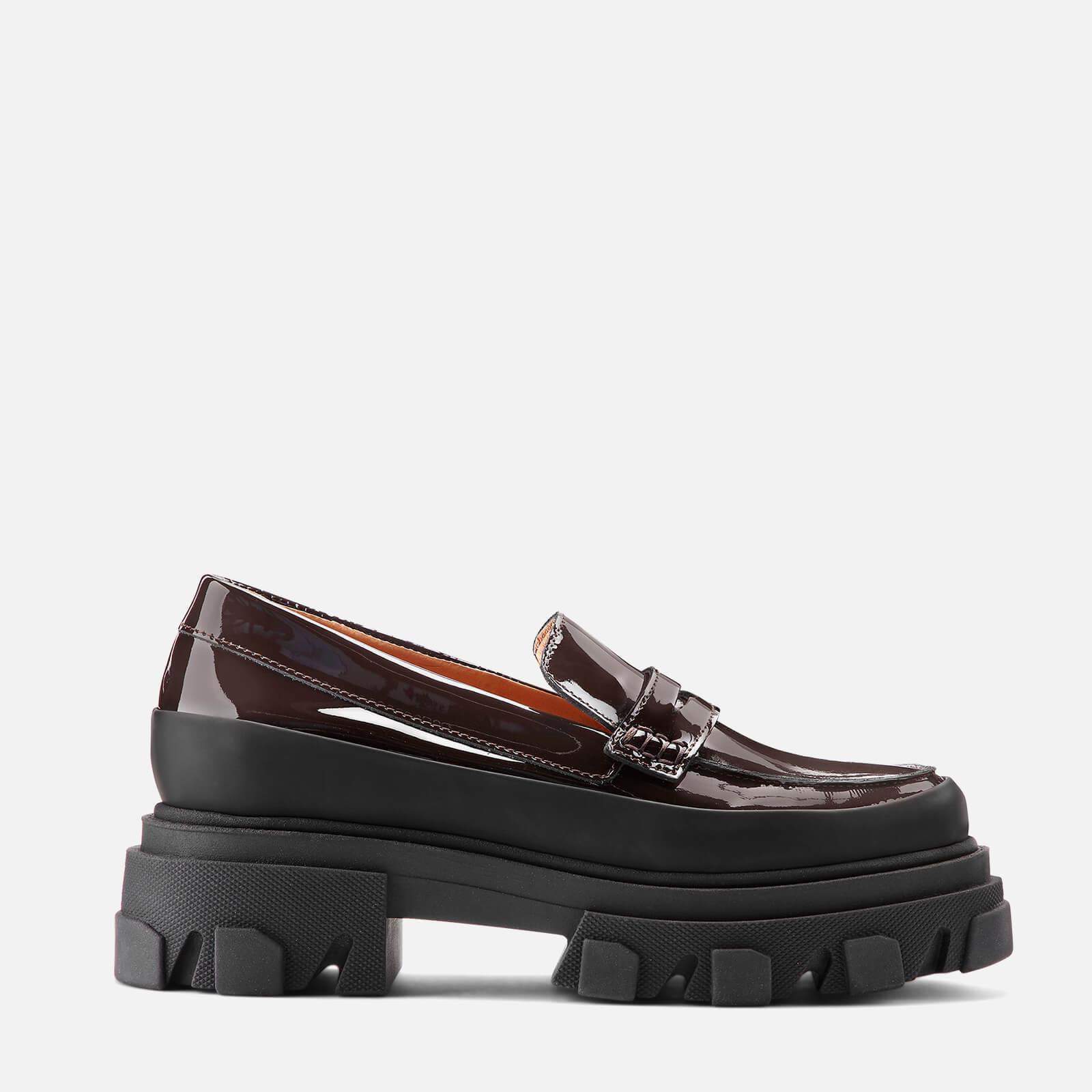 Ganni Patent Leather Loafers in Brown | Lyst