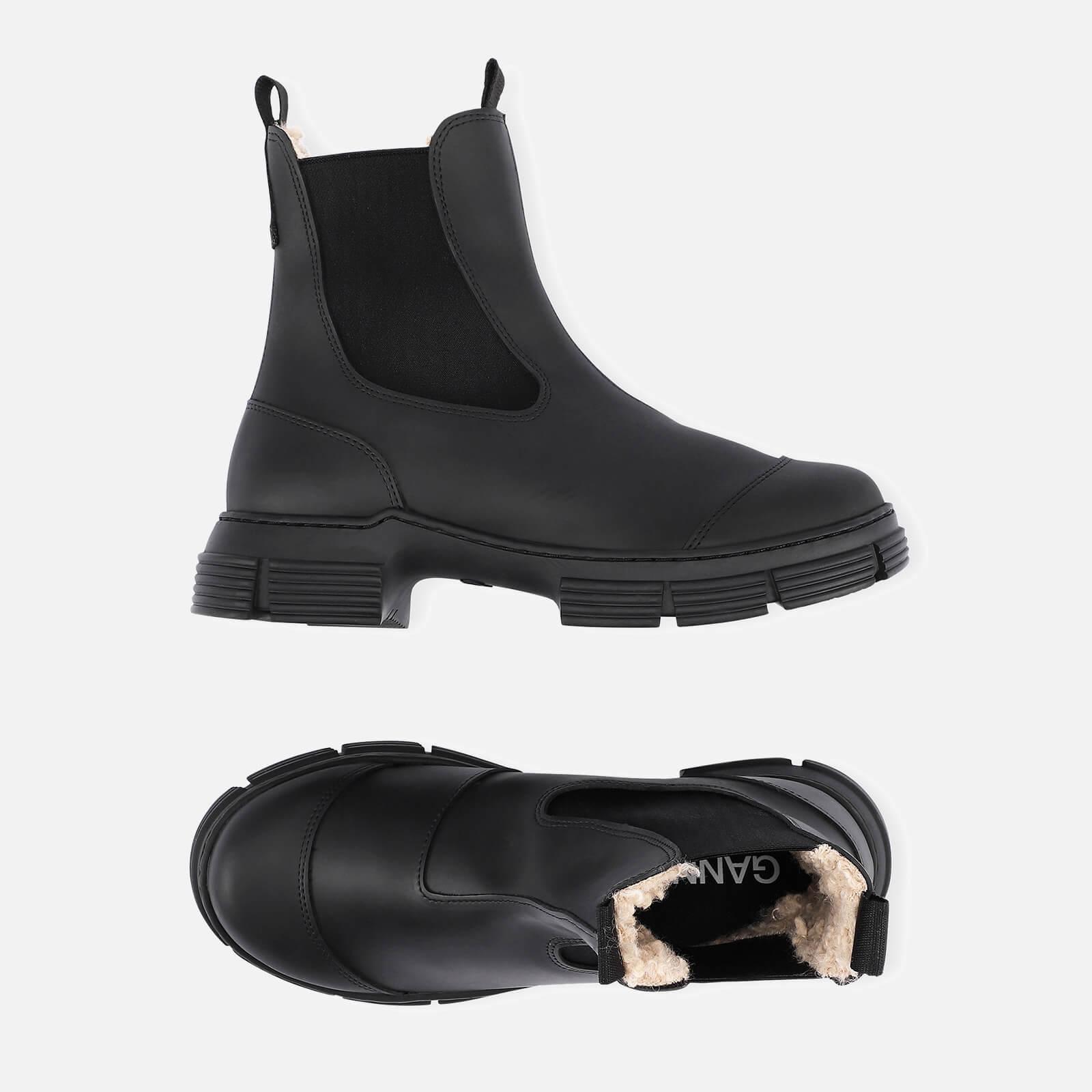 Ganni Rubber/fur Lined Chelsea Boots in Black |