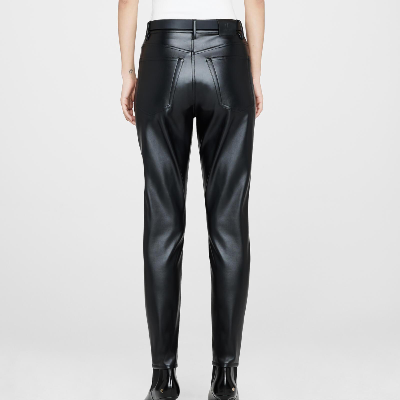 Anine Bing Sonya Slim Vegan Leather Trousers in Black | Lyst