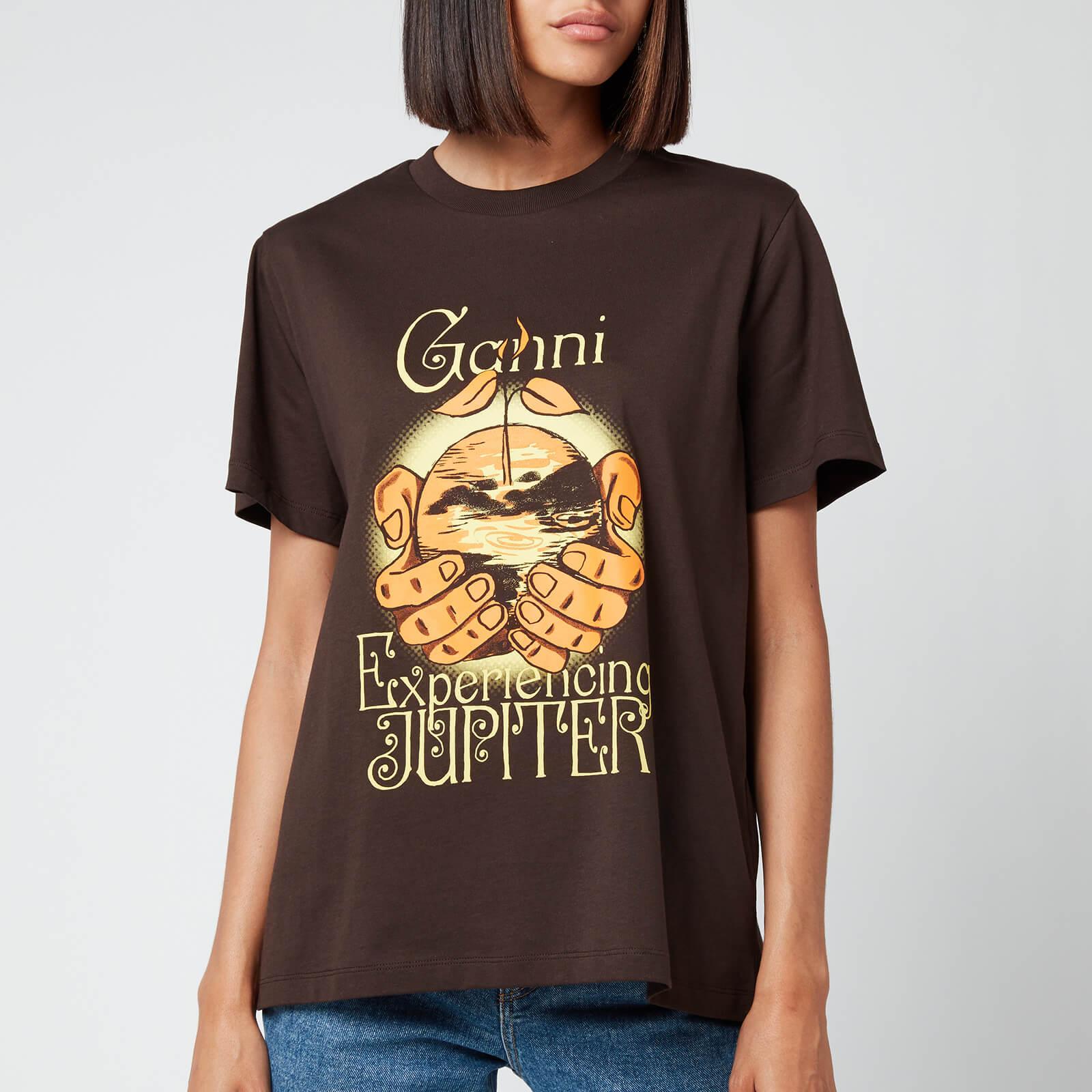 Ganni Experiencing Jupiter T-shirt in Brown | Lyst