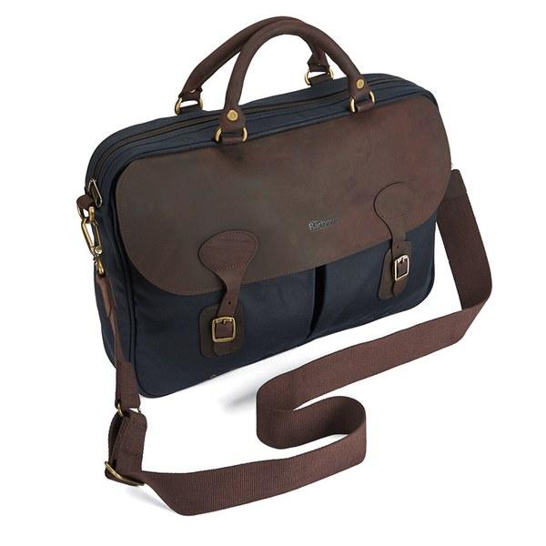 barbour wax leather briefcase navy