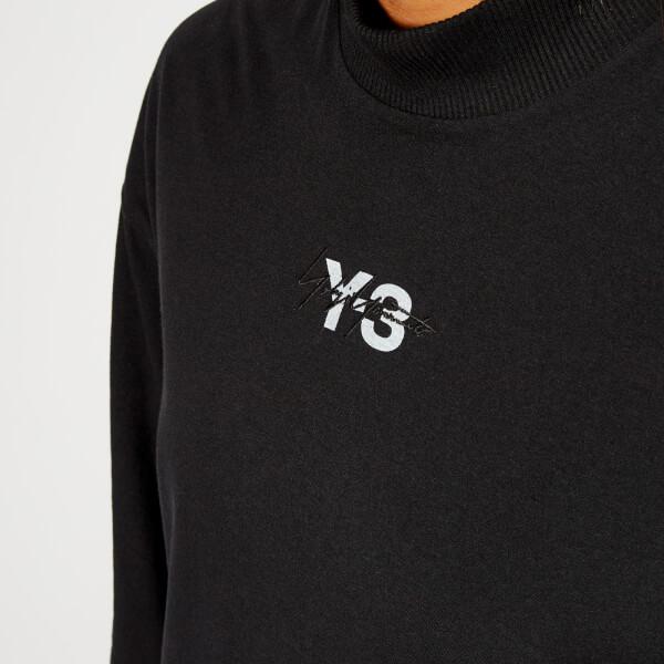 Y-3 Cotton Y3 Women's Signature Long Short Sleeve Tshirt in Black 
