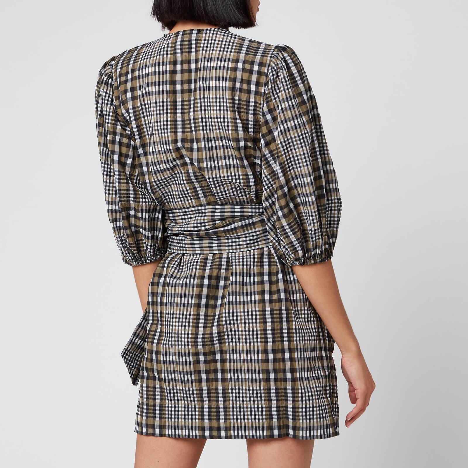 ganni seersucker dress green