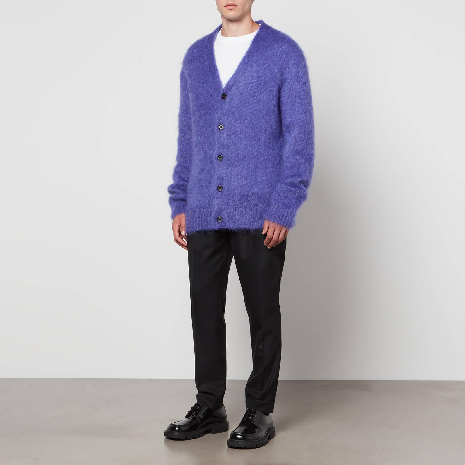 Marni Oversized Faux Fur-trimmed Mohair-blend Cardigan in Purple