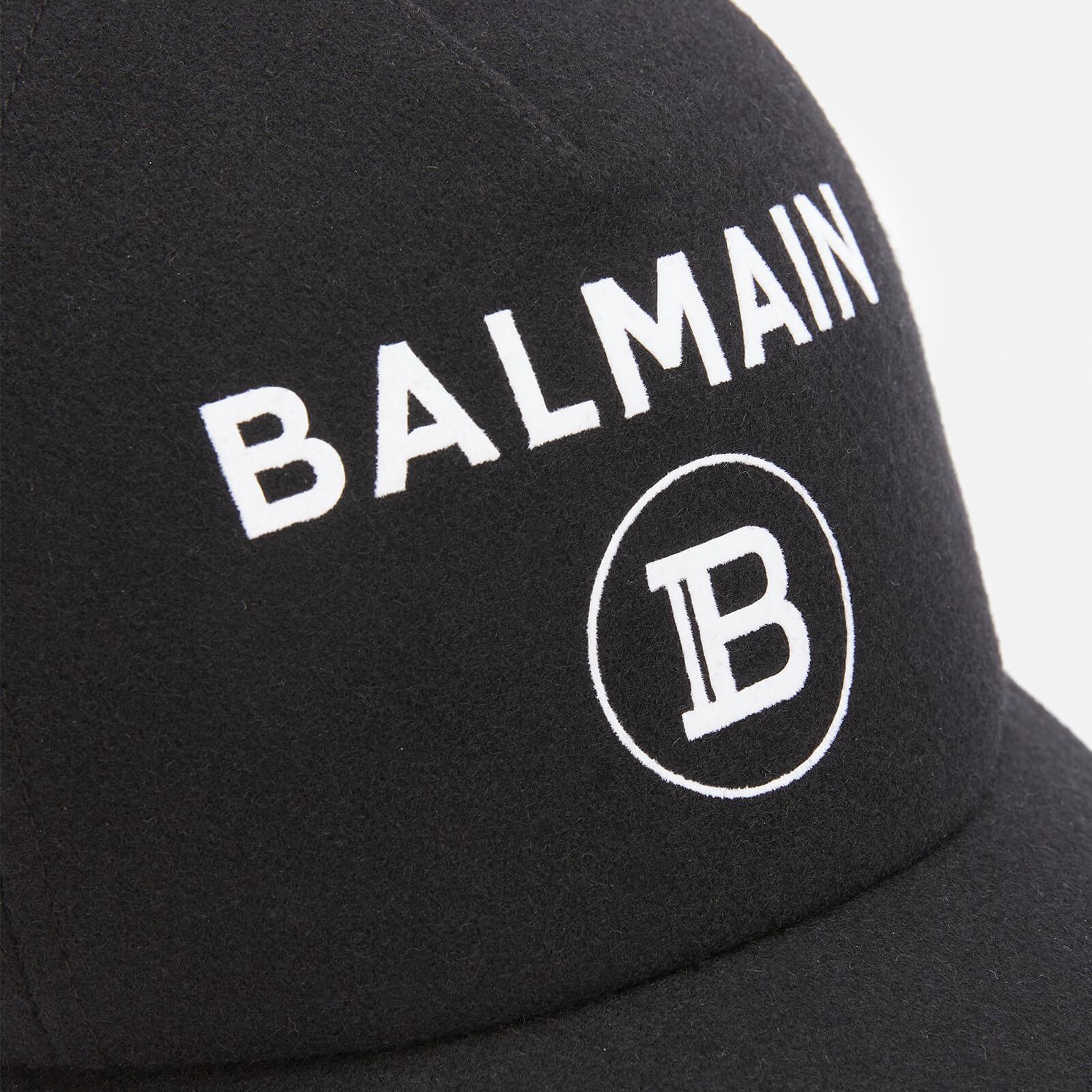 Balmain Wool Flocked Cap in Black for Men - Lyst