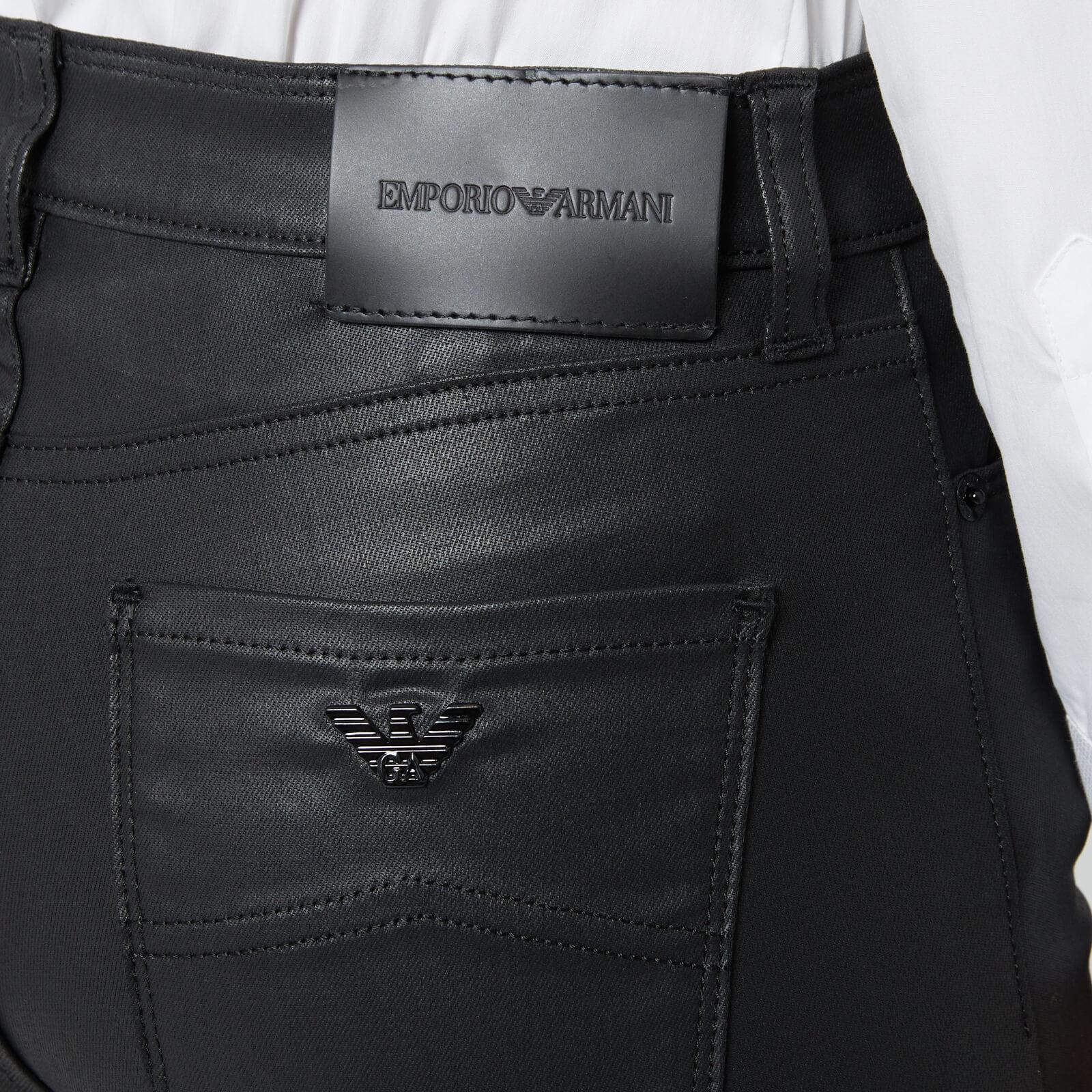 Emporio Armani Coated Denim J20 High Rise Skinny Jeans in Black - Lyst