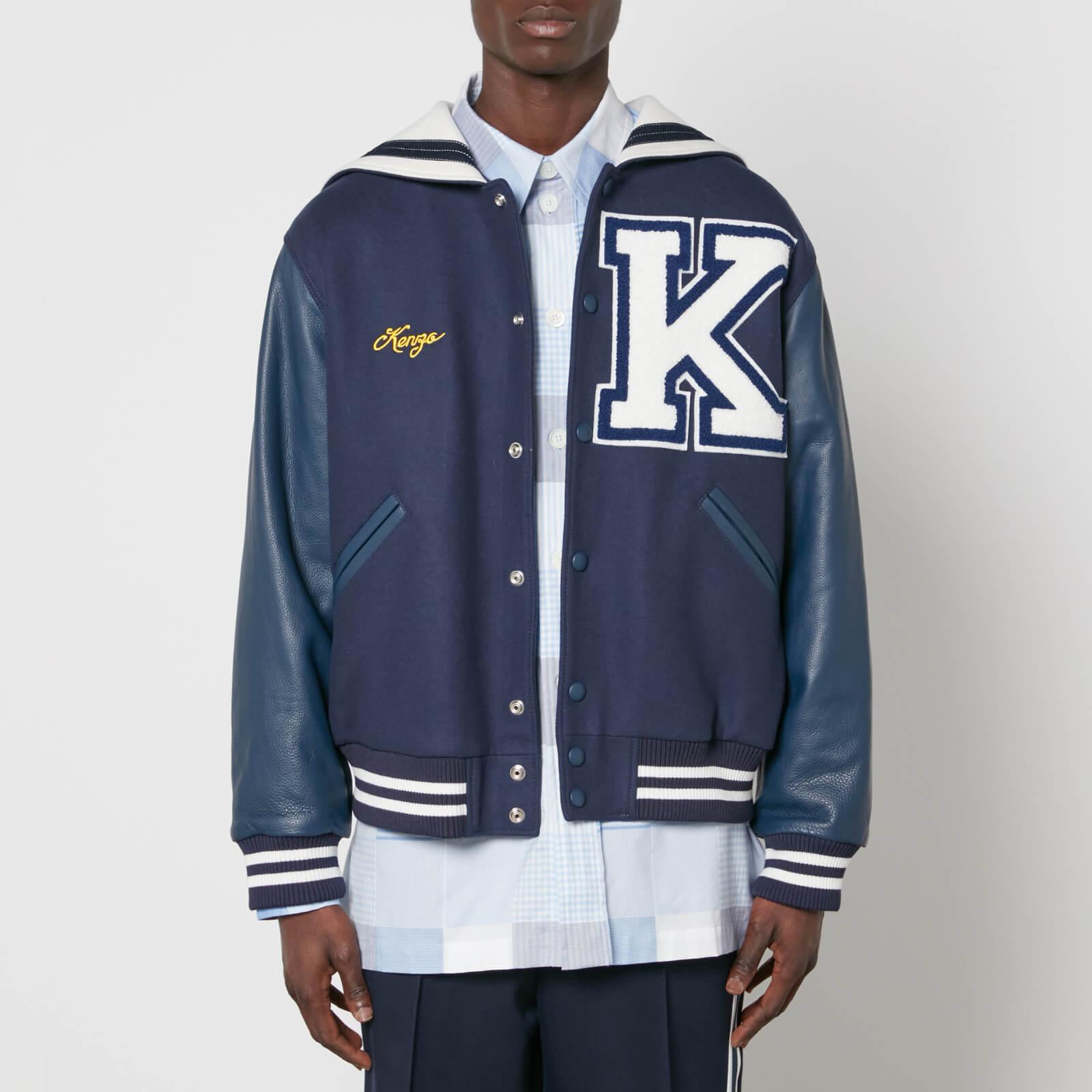 KENZO Sailor Wool And Faux Leather Varsity Jacket in Blue for Men