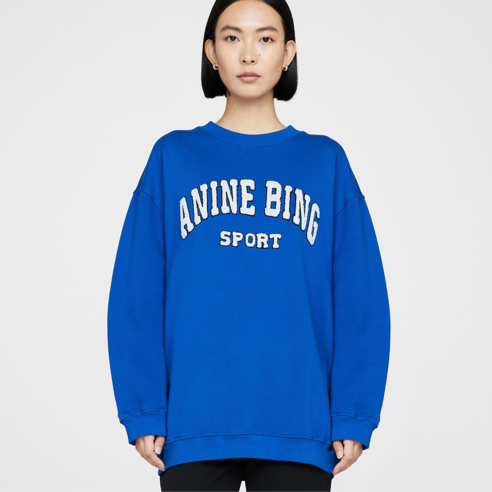 Anine Bing Tyler Logo-detailed Cotton-jersey Sweatshirt in Blue | Lyst