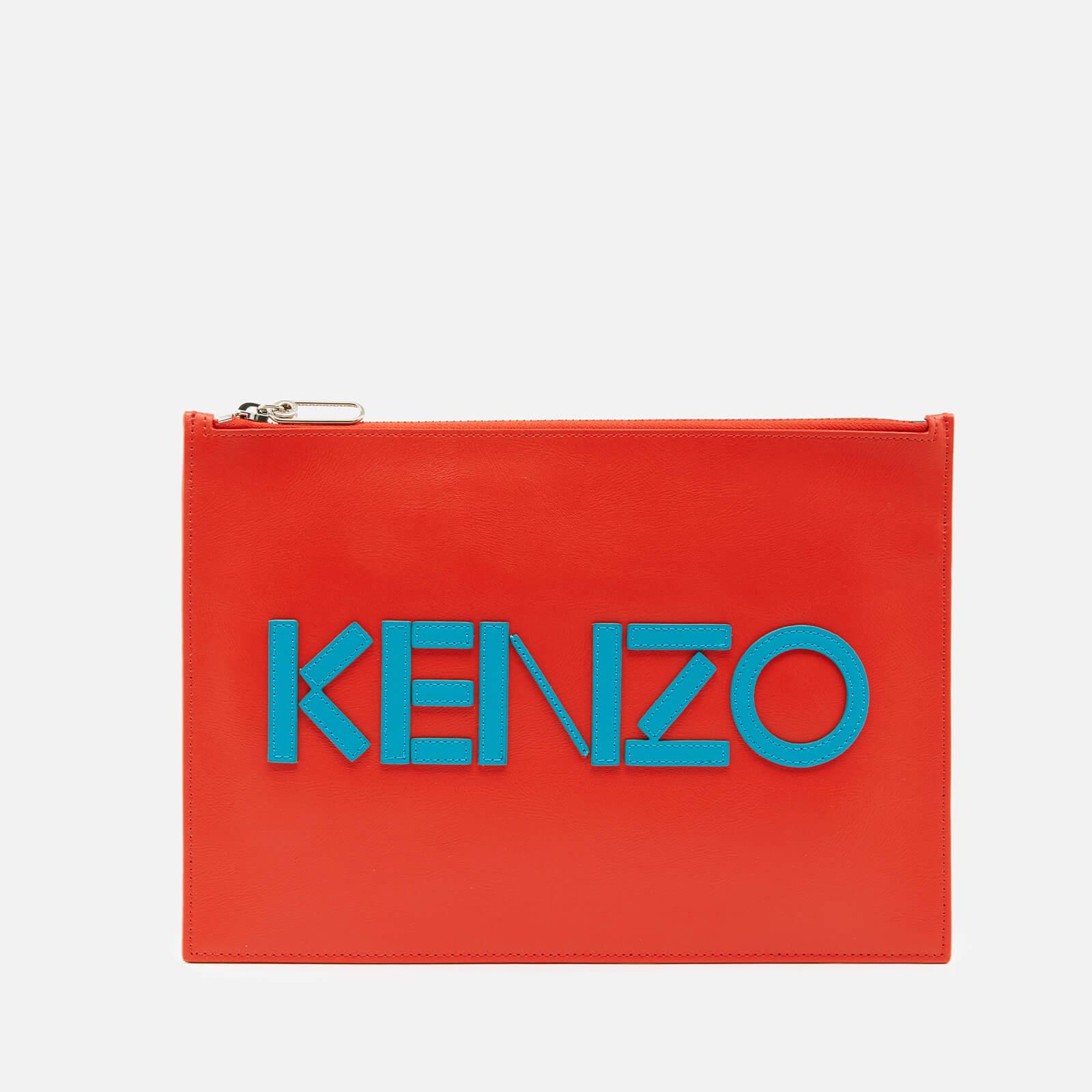 KENZO Leather Logo A4 Pouch in Light Blue,Orange (Red) Lyst