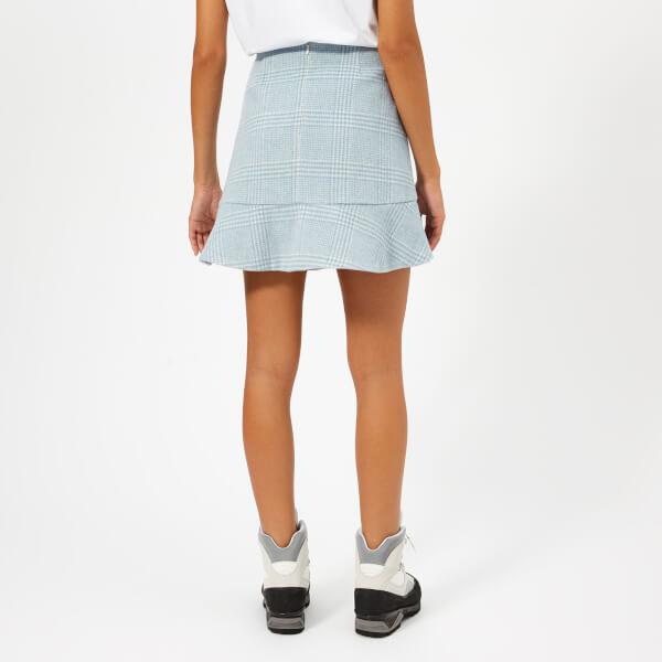 Ganni Wool Woodside Check Flounce Mini Skirt in Blue - Lyst