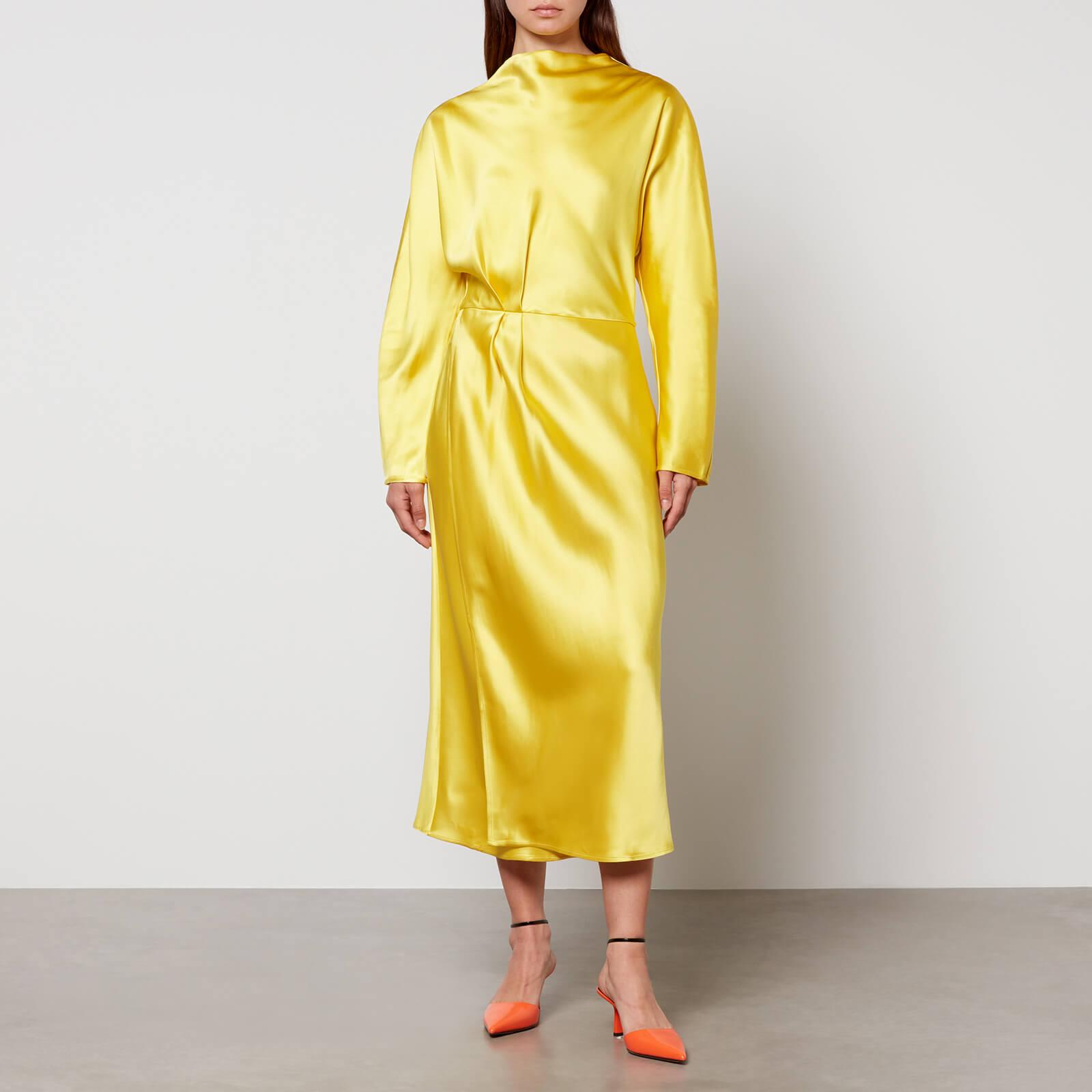 Stine Goya Damai Cowl Neck Satin Midi Dress Yellow | Lyst