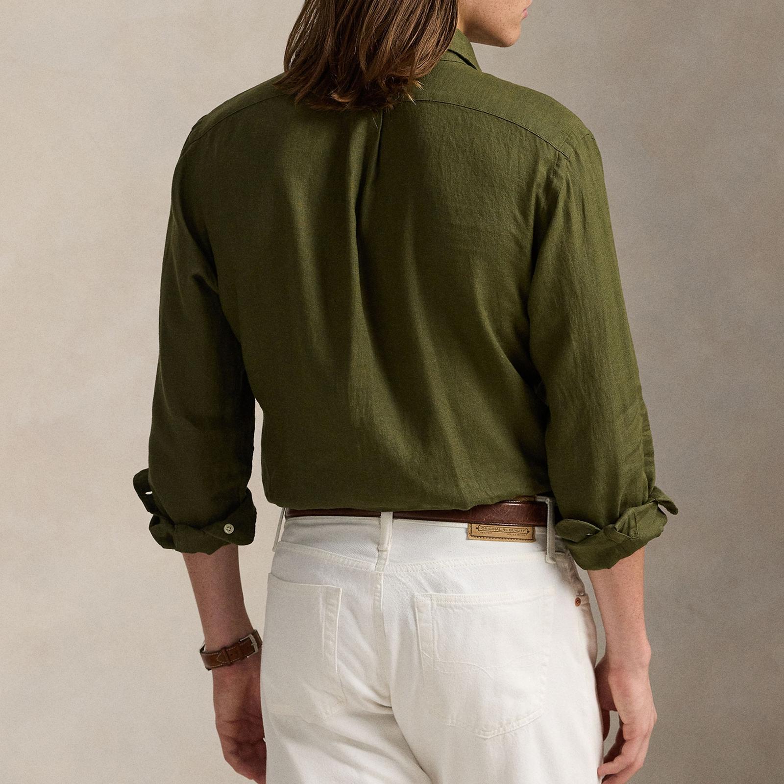 ★★POLO RALPH LAUREN★★ Custom fit linen shirt dark green Polo Ralph Lauren Custom-Fit Linen Shirt in Green for Men | Lyst