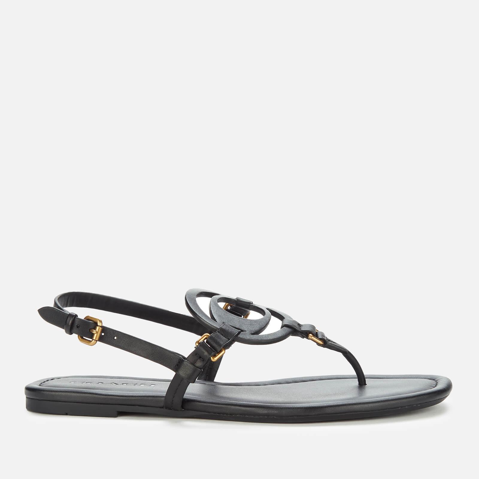 COACH Jeri Leather Toe Post Sandals in Black - Lyst
