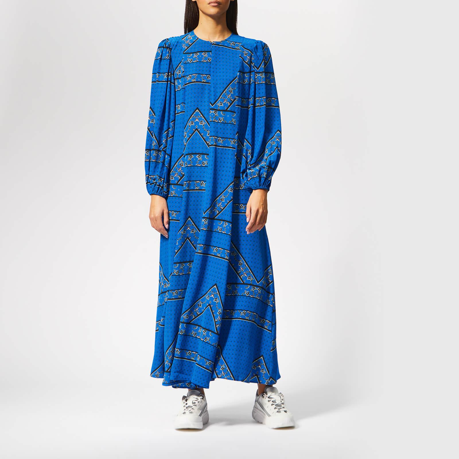 Ganni Cloverdale Printed Silk Maxi Dress in Blue - Lyst