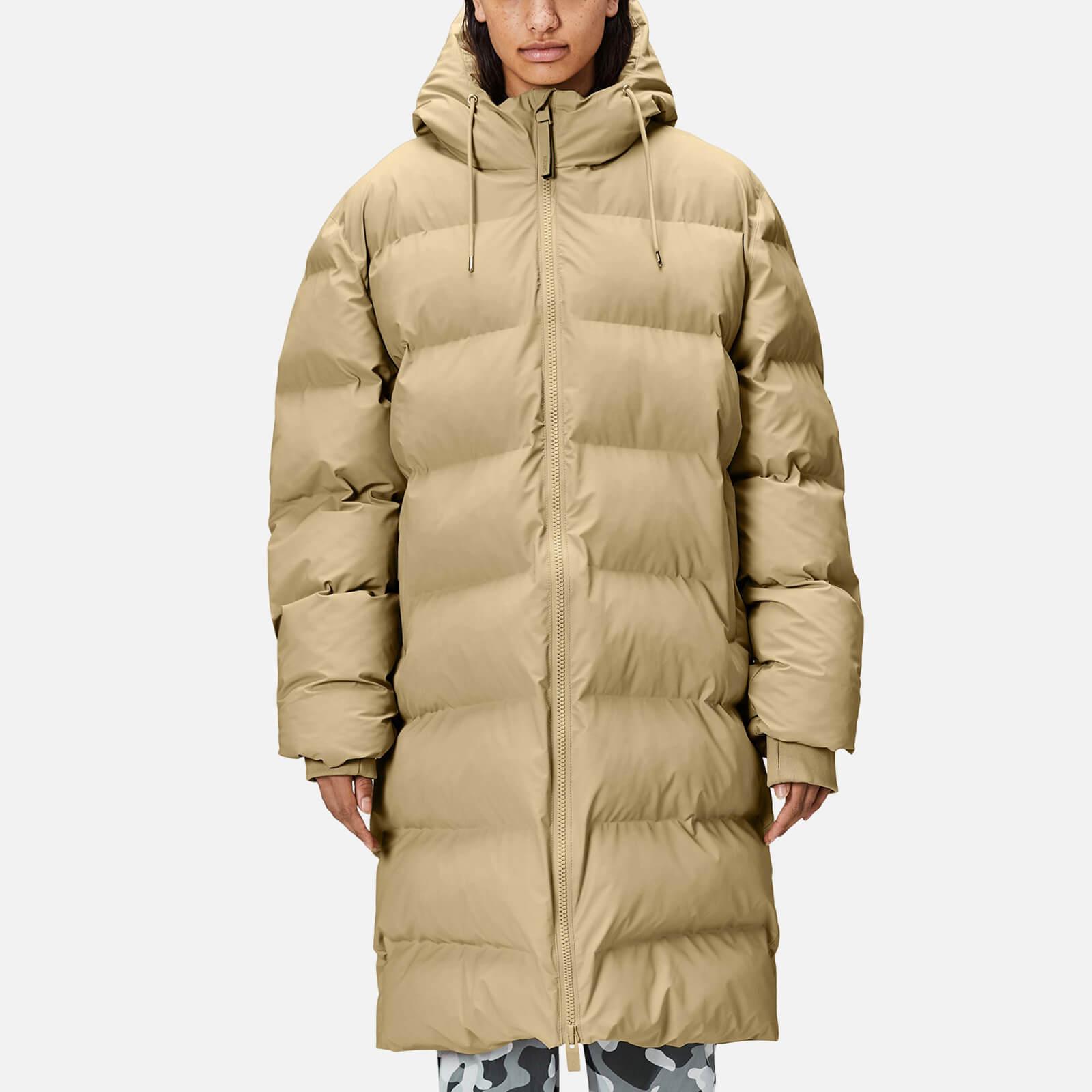Rains Alta Long Coated-shell Puffer Jacket in Natural | Lyst